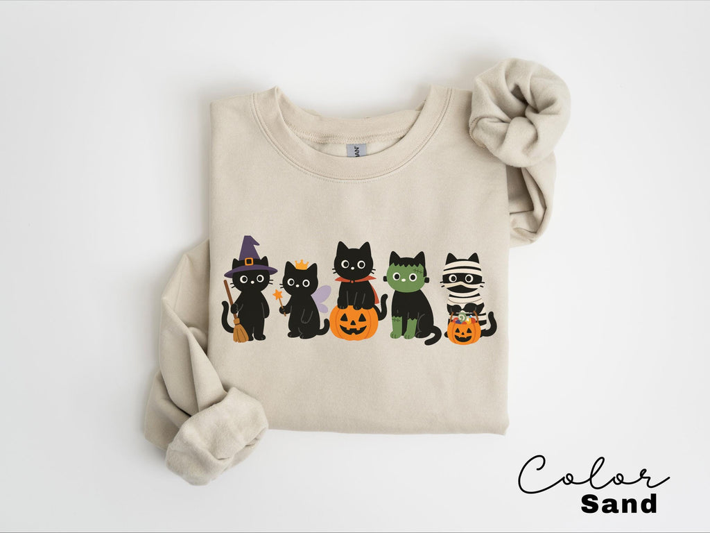 Halloween Black Cat Sweatshirt, Cute Cat Lover Halloween, Spooky Season Cat, Halloween Cute Women Outfit, Halloween Gift