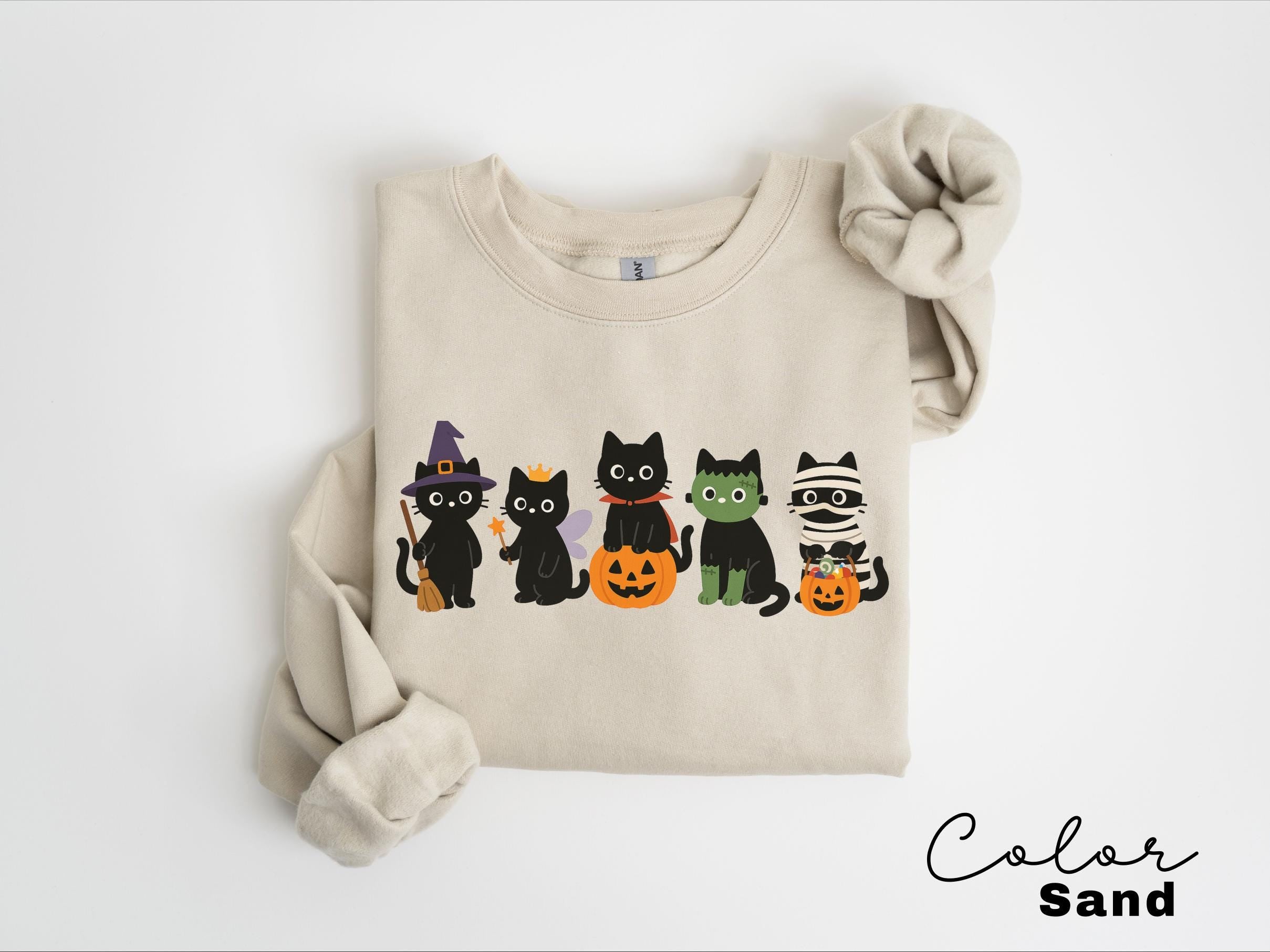 Halloween Black Cat Sweatshirt, Cute Cat Lover Halloween, Spooky Season Cat, Halloween Cute Women Outfit, Halloween Gift