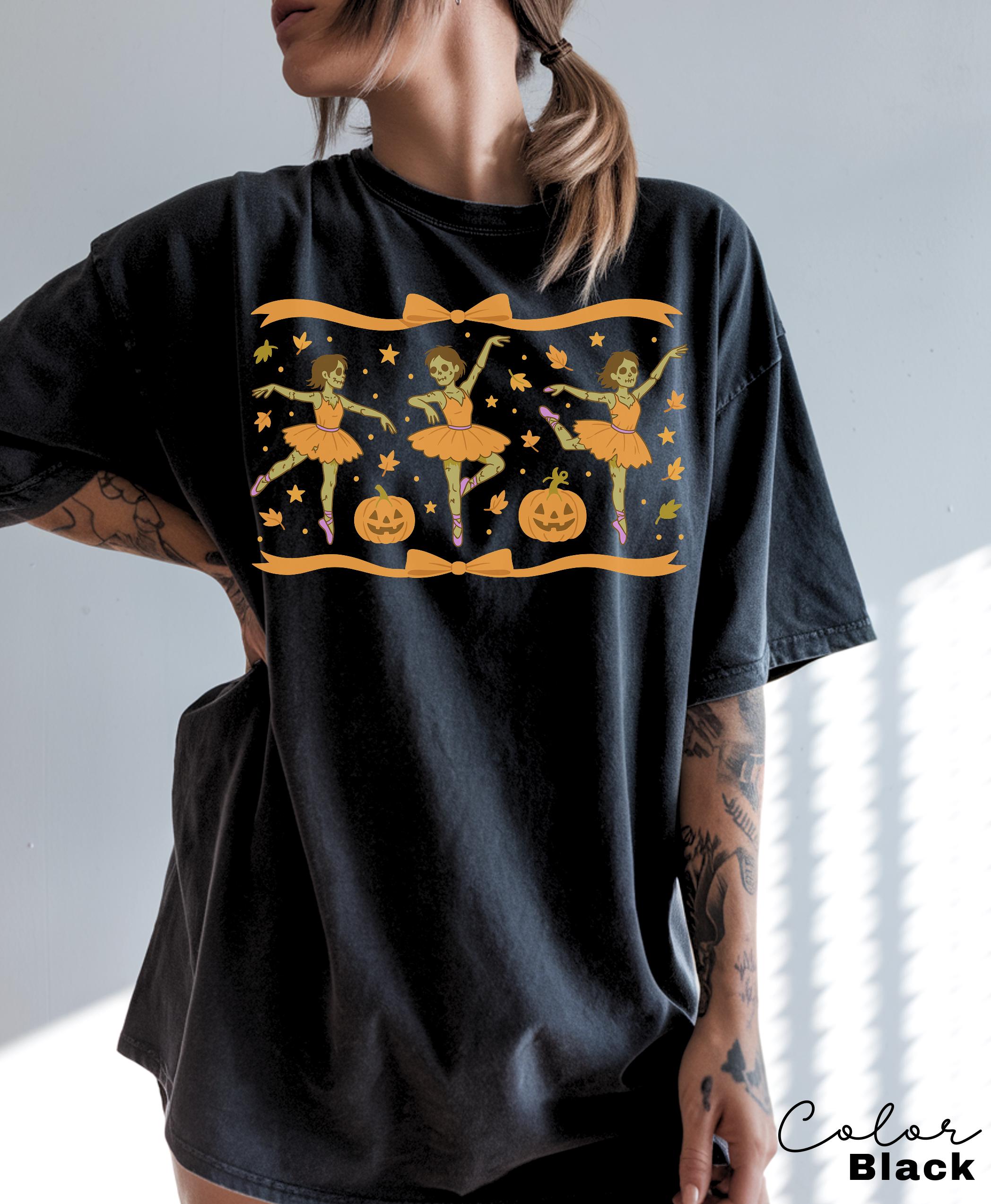 Halloween Coquette Bow Shirt, Retro Zombie Shirt, Cottagecore Halloween, Dancing Zombies, Funny Halloween Tee, Trendy Halloween, Ballerina