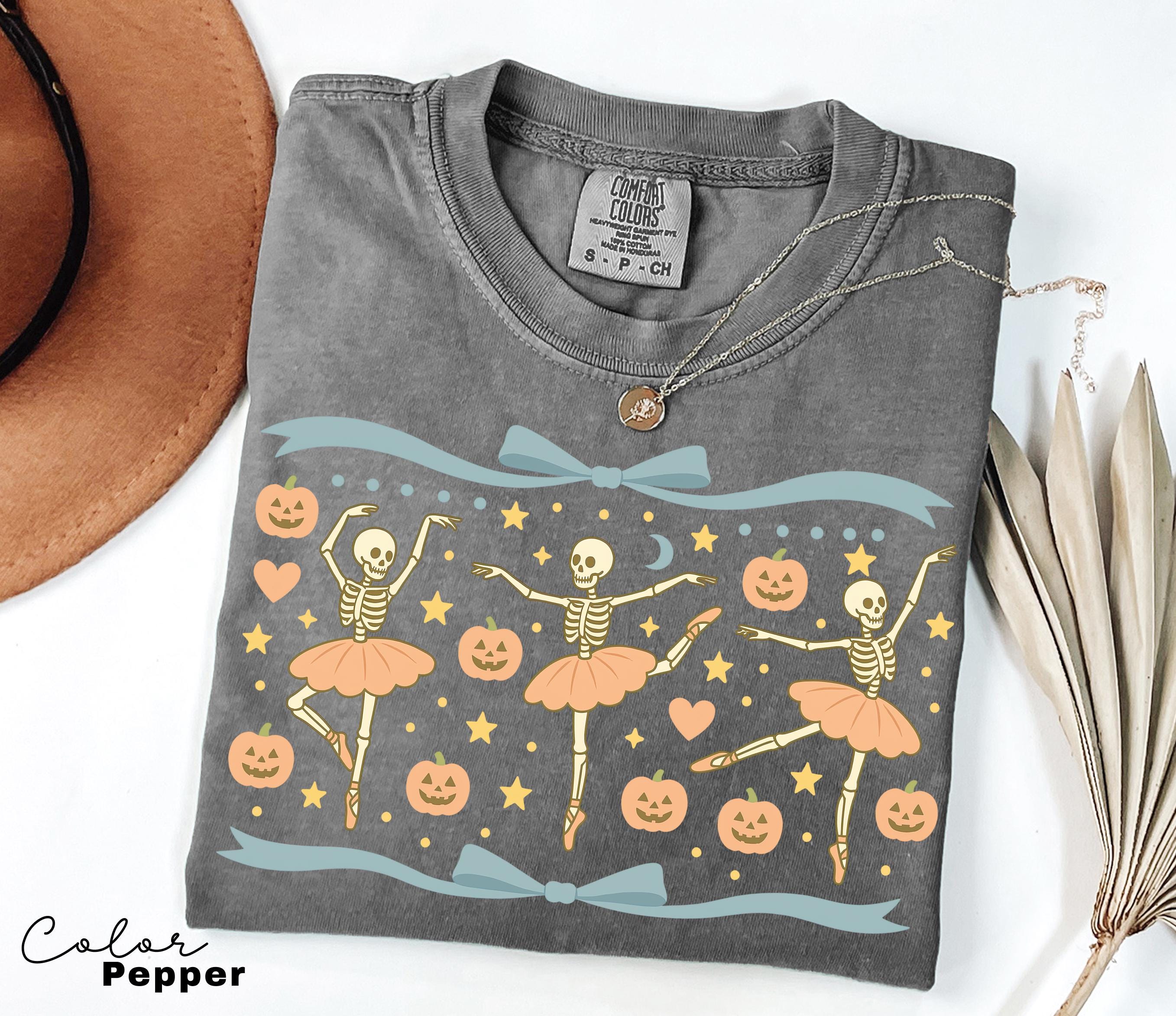 Halloween Coquette Skeleton Bow Shirt, Retro Skeleton, Cottagecore Halloween, Funny Halloween Tee, Trendy Halloween Gift,