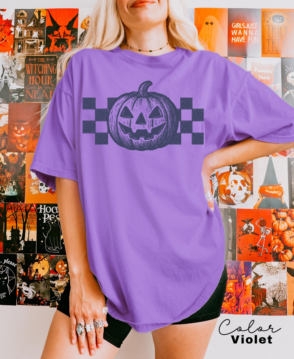 Halloween Cute Pumpkin Shirt, Jack O Lantern Shirt, Retro Halloween Tee, Women's Halloween Shirt, Fall Spooky, Comfort Colors, Oversized