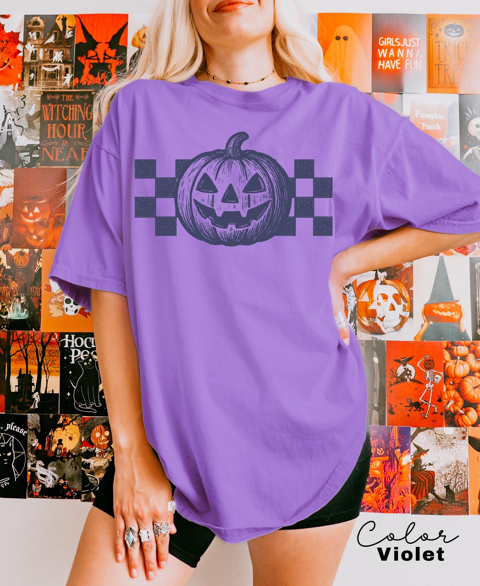 Halloween Cute Pumpkin Shirt, Jack O Lantern Shirt, Retro Halloween Tee, Women's Halloween Shirt, Fall Spooky, Comfort Colors, Oversized