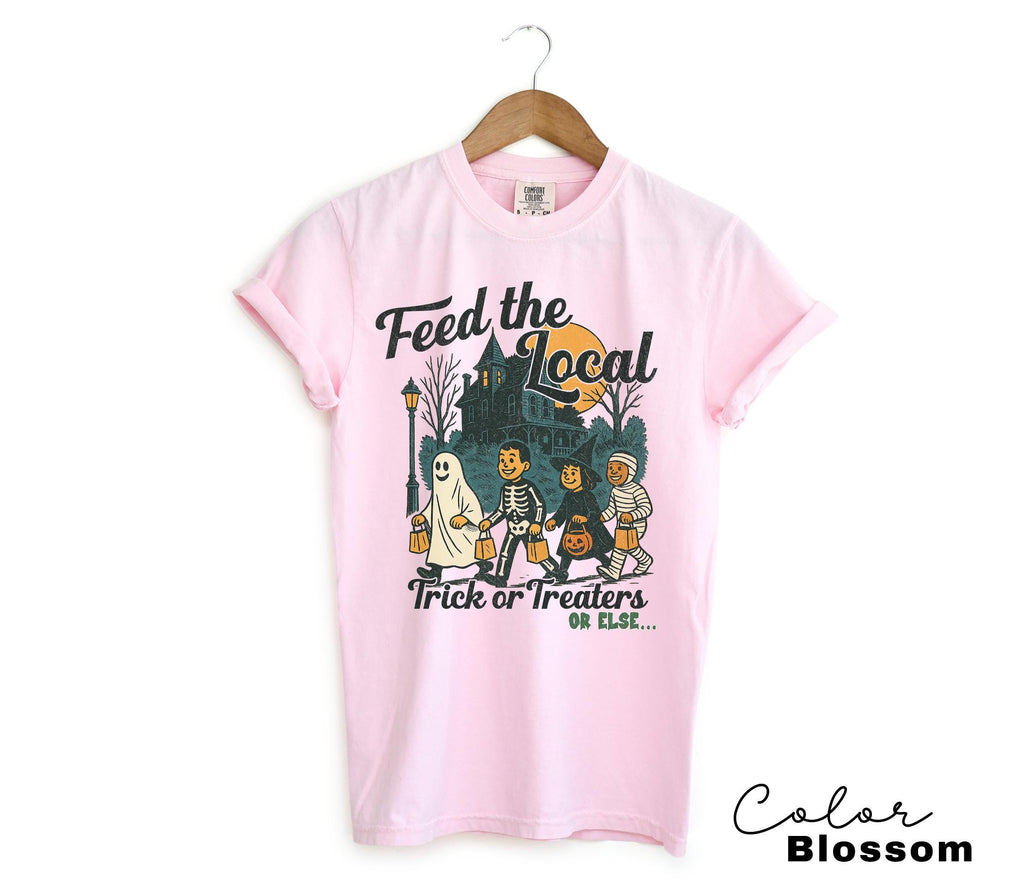 Retro Halloween Shirt, Feed the Local Trick or Treaters, Spooky Tee, Women's Halloween Shirt, Fall Spooky Cat shirt, Comfort Colors