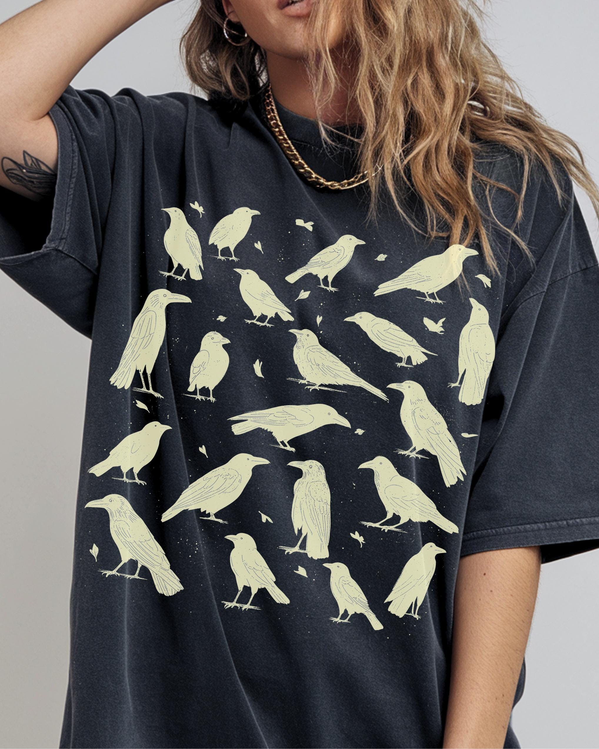 Crow Shirt, Cottagecore T-shirt, Retro Comfort Colors, 90s Vintage Tee, Halloween Crow Tee, Raven Shirt, Naturecore Shirt, Fall Shirt
