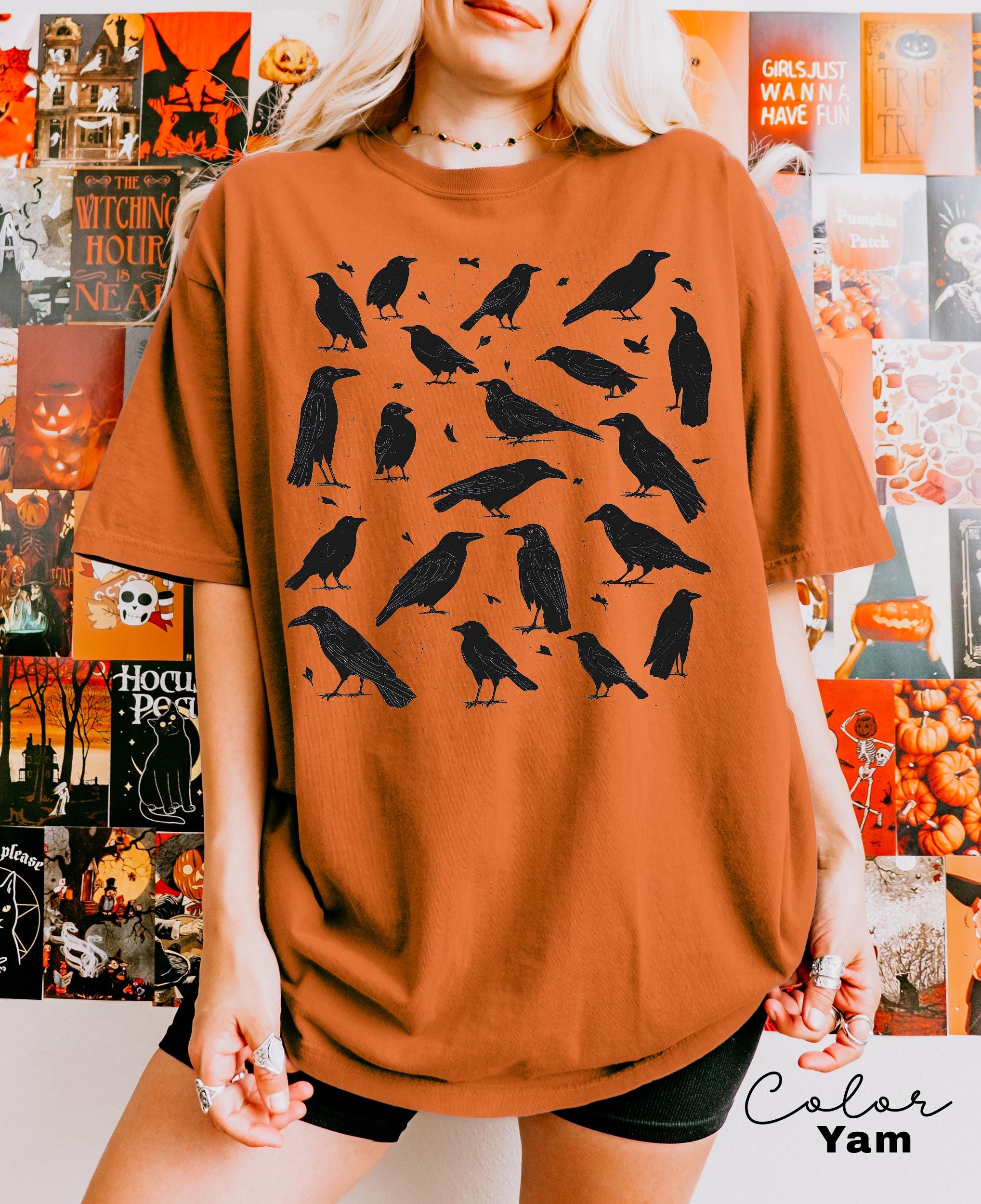 Crow Shirt, Cottagecore T-shirt, Retro Comfort Colors, 90s Vintage Tee, Halloween Crow Tee, Raven Shirt, Naturecore Shirt, Fall Shirt