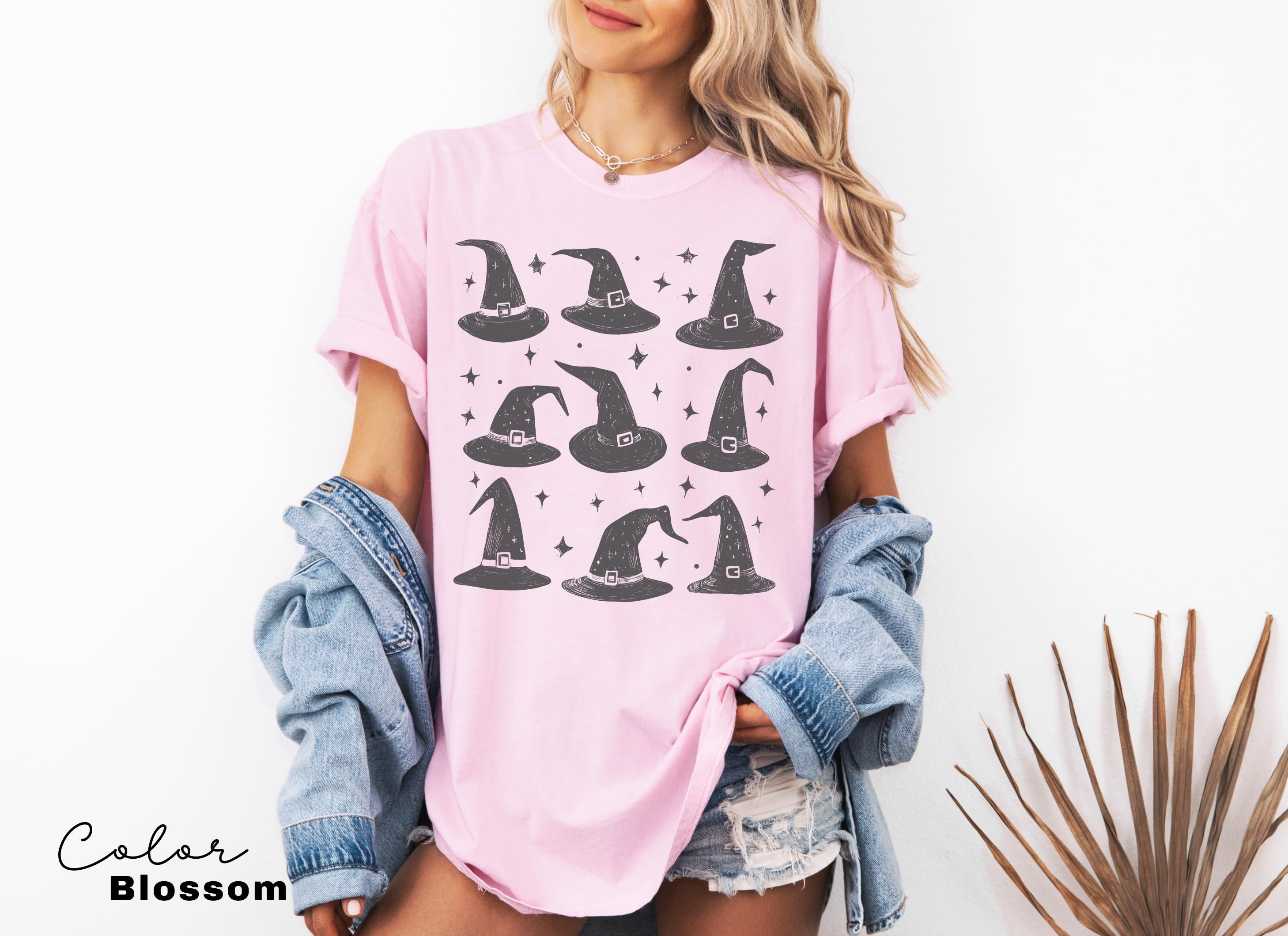 Witch Hat Shirt, Witch Vintage Shirt, Vintage Halloween Women Shirt, Witchy Vibes Shirt, Comfort Colors Shirt, Doodle Halloween,