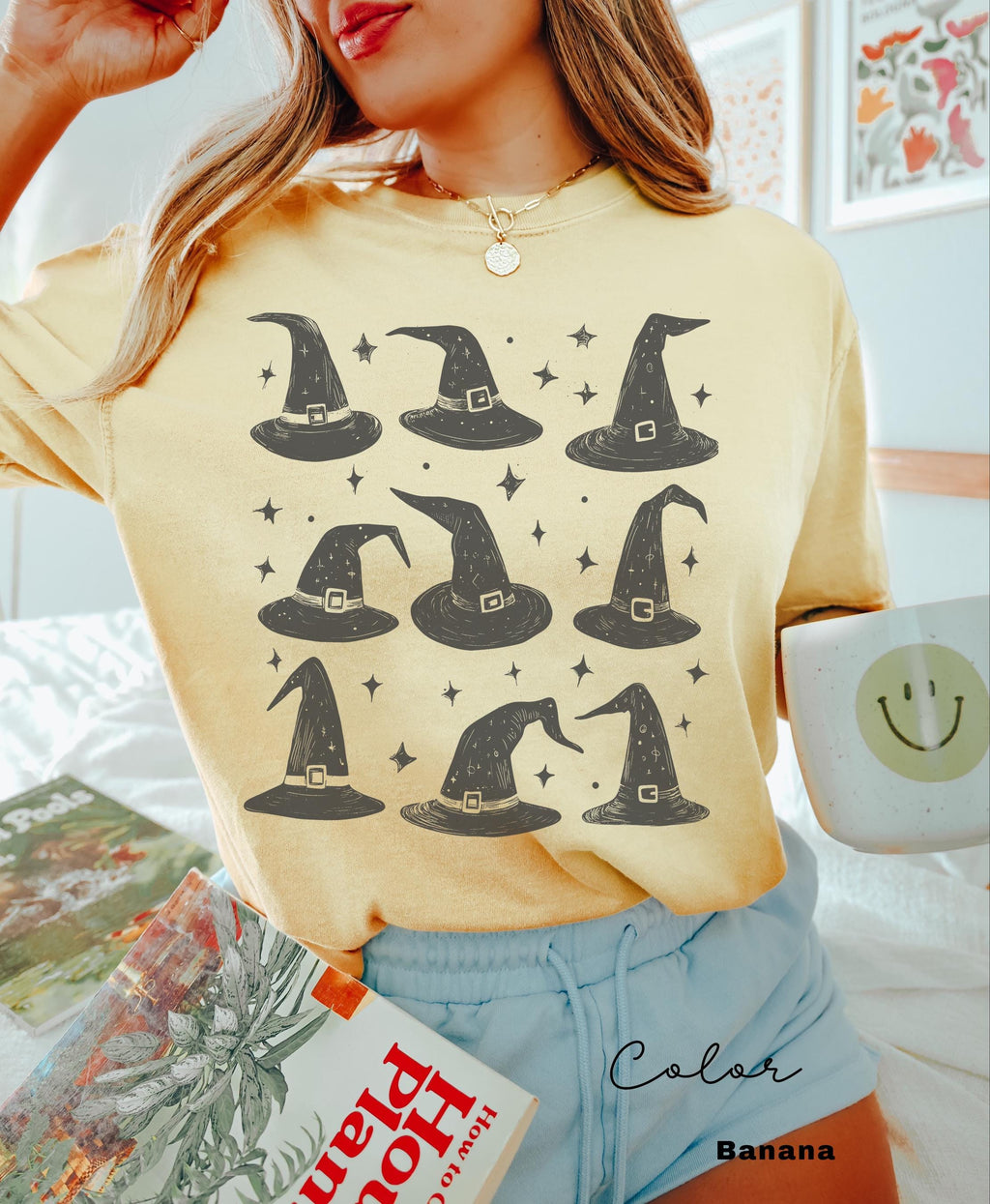Witch Hat Shirt, Witch Vintage Shirt, Vintage Halloween Women Shirt, Witchy Vibes Shirt, Comfort Colors Shirt, Doodle Halloween,