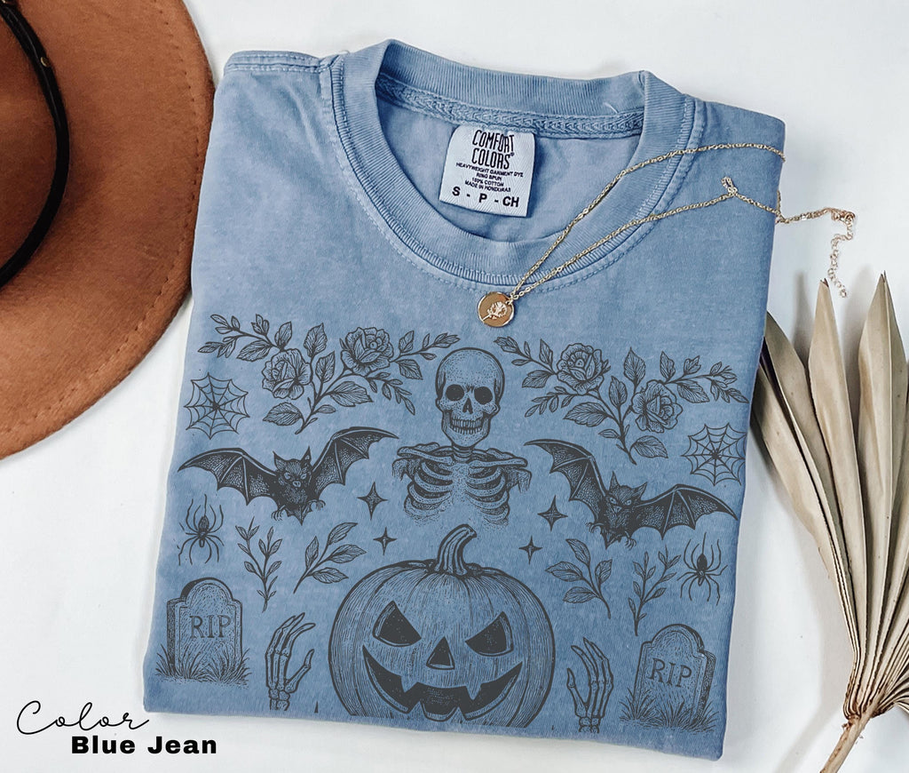 Vintage Retro Halloween Jack O Lantern Pumpkin Shirt, Bat Shirt, Ghost Halloween Shirt, Bats Shirt, Spooky Season, Halloween Cottagecore