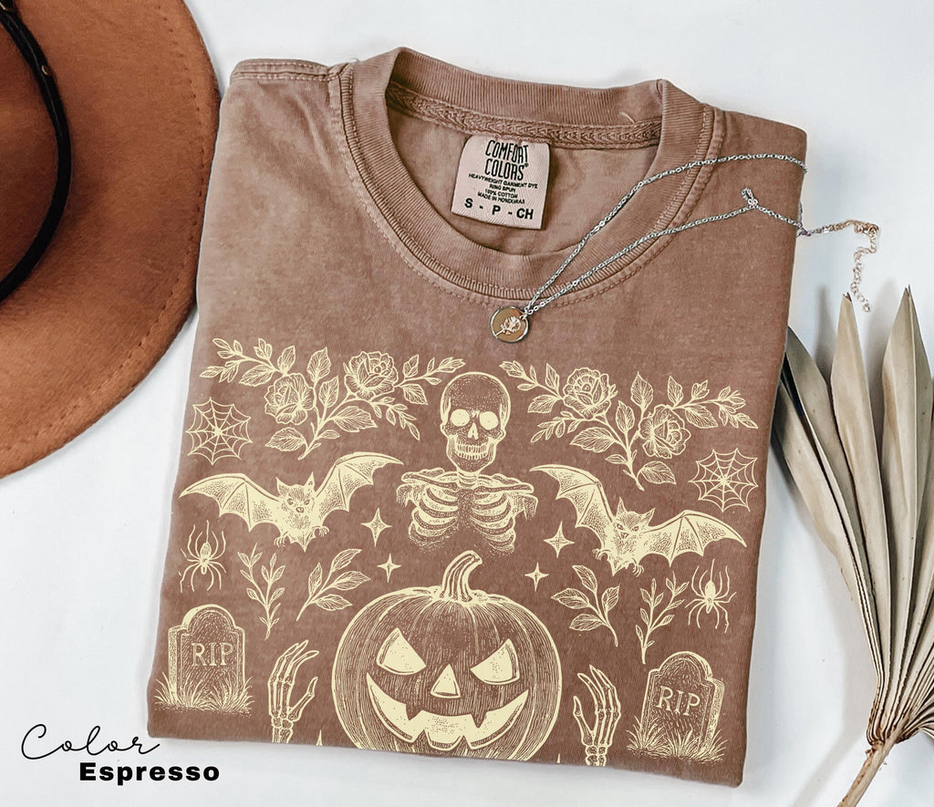 Vintage Retro Halloween Jack O Lantern Pumpkin Shirt, Bat Shirt, Ghost Halloween Shirt, Bats Shirt, Spooky Season, Halloween Cottagecore