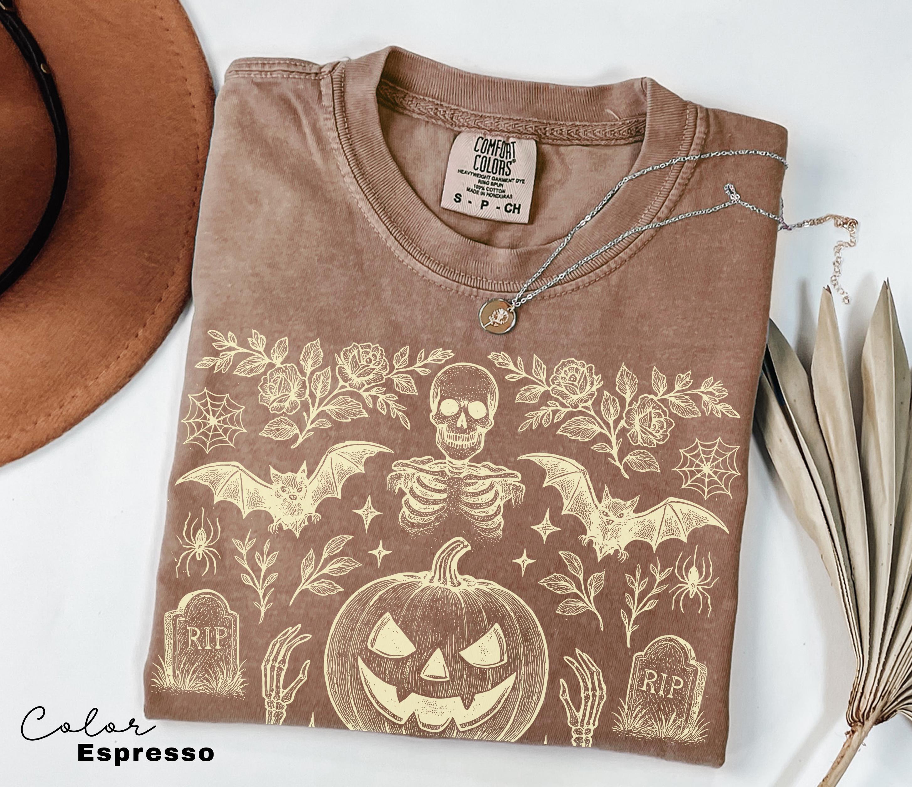 Vintage Retro Halloween Jack O Lantern Pumpkin Shirt, Bat Shirt, Ghost Halloween Shirt, Bats Shirt, Spooky Season, Halloween Cottagecore