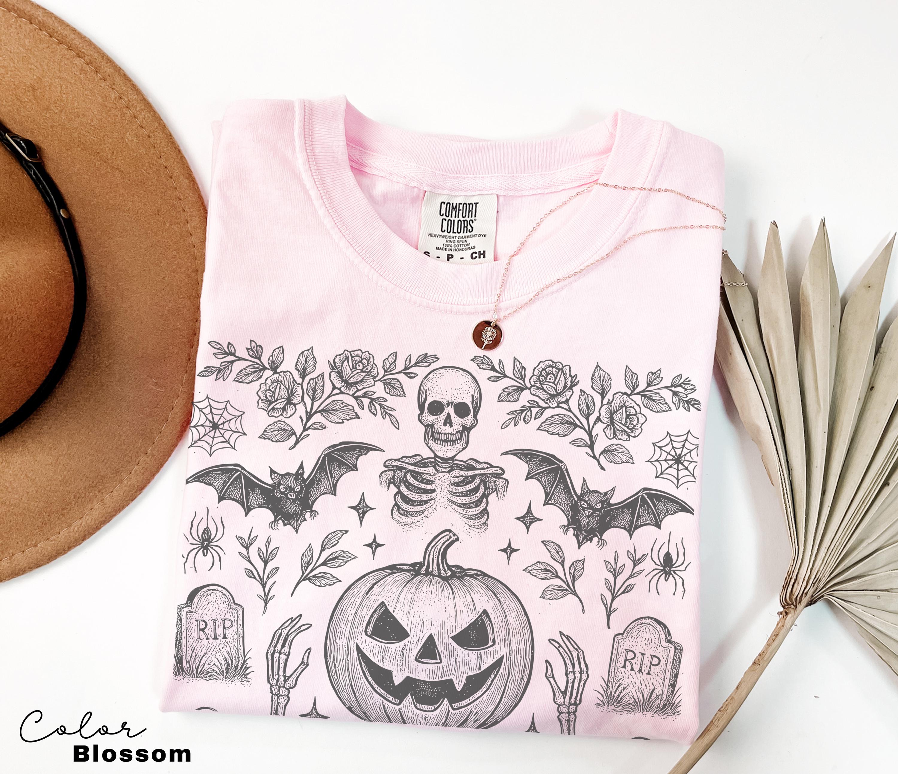 Vintage Retro Halloween Jack O Lantern Pumpkin Shirt, Bat Shirt, Ghost Halloween Shirt, Bats Shirt, Spooky Season, Halloween Cottagecore