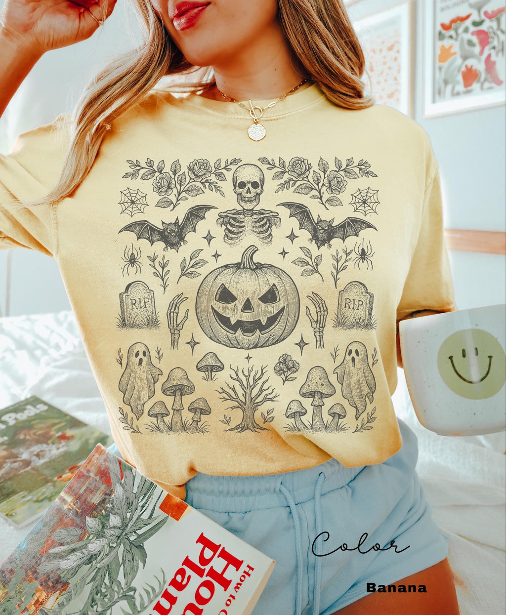 Vintage Retro Halloween Jack O Lantern Pumpkin Shirt, Bat Shirt, Ghost Halloween Shirt, Bats Shirt, Spooky Season, Halloween Cottagecore