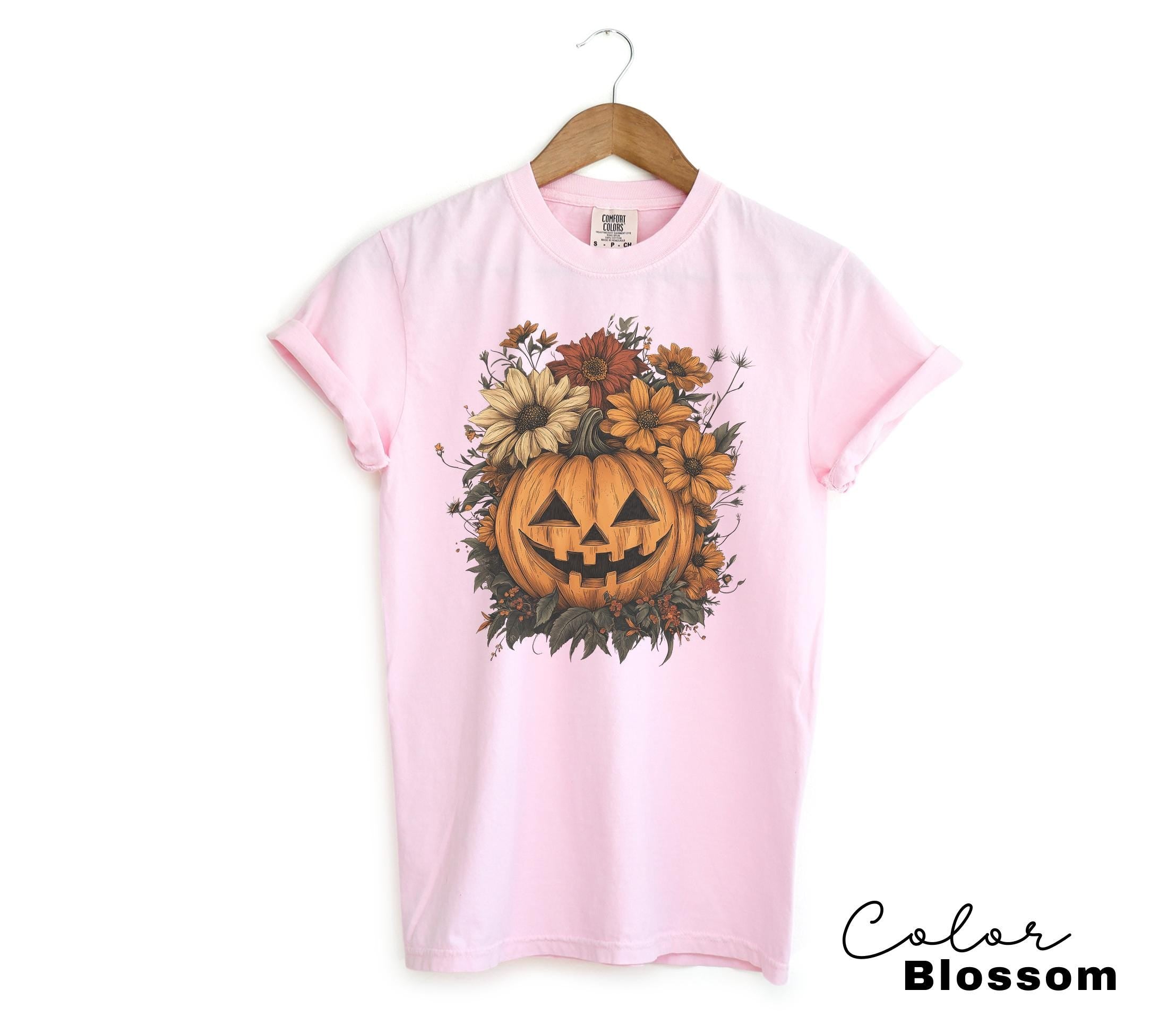Halloween Pumpkin Shirt, Floral Flower Halloween, Jack O Lantern, Spooky Season Tee, Pumpkin Shirt, Fall Shirt, Spooky Season