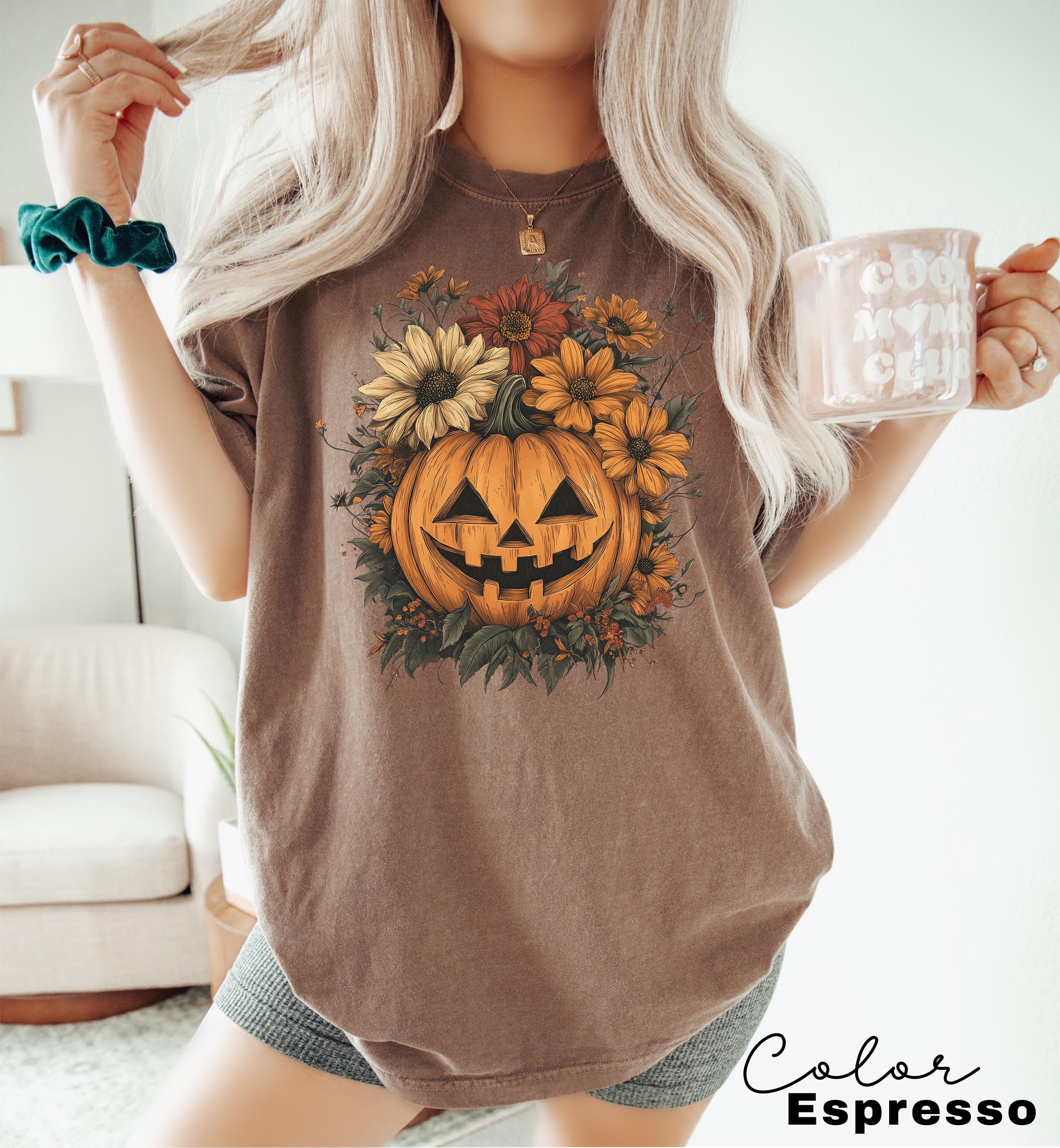 Halloween Pumpkin Shirt, Floral Flower Halloween, Jack O Lantern, Spooky Season Tee, Pumpkin Shirt, Fall Shirt, Spooky Season