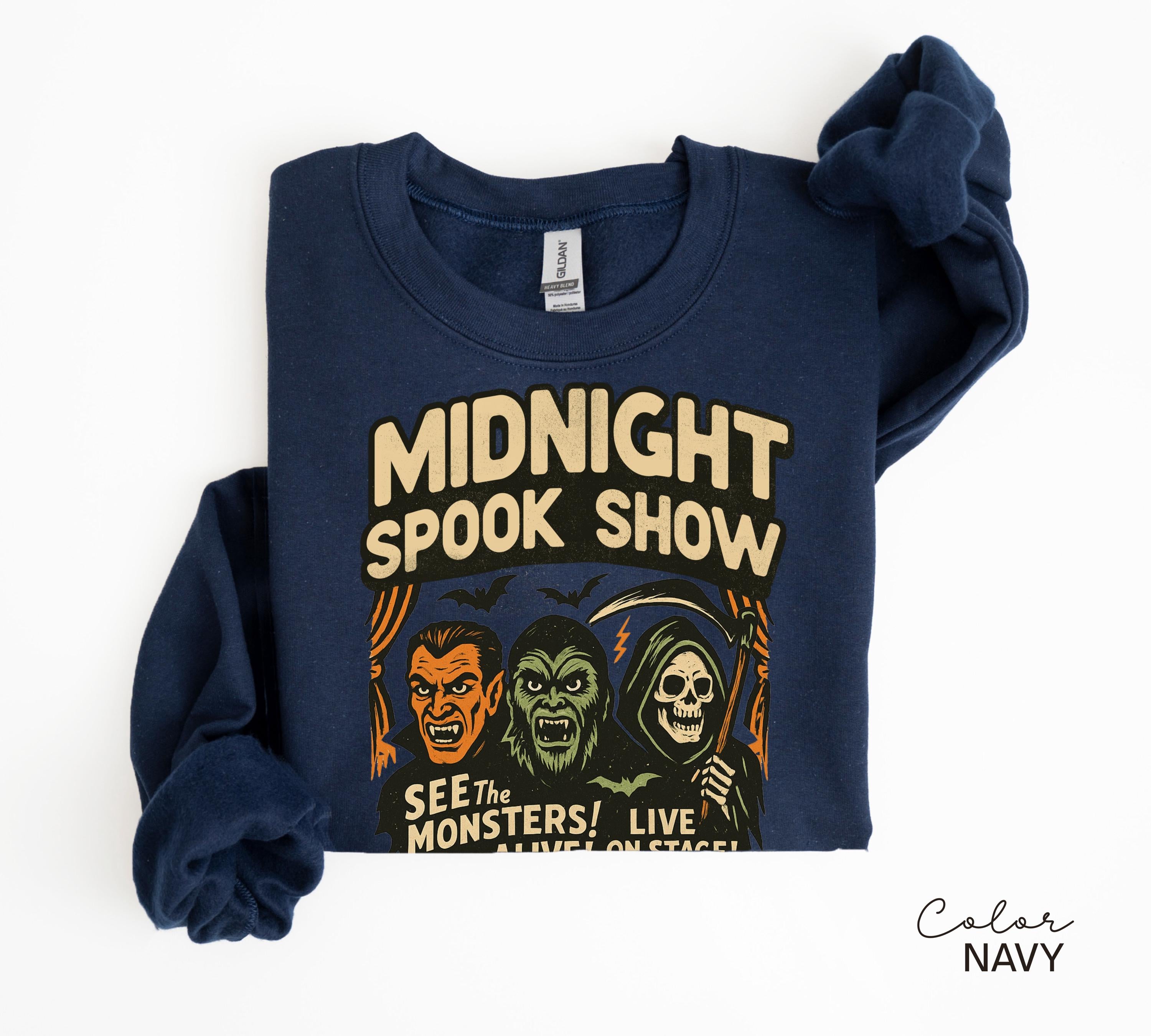 Halloween Spook Show Monster Sweatshirt, Retro Halloween Crewneck, Nostalgic Halloween, Trendy Halloween, Vintage Halloween, Monster Vampire