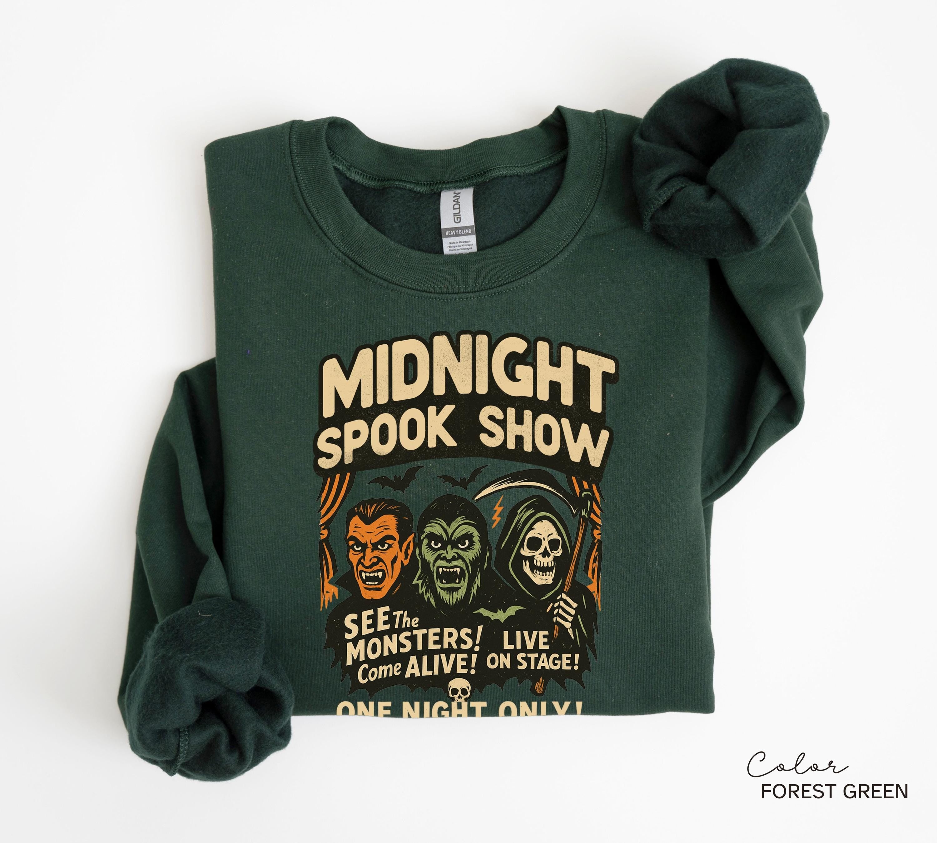 Halloween Spook Show Monster Sweatshirt, Retro Halloween Crewneck, Nostalgic Halloween, Trendy Halloween, Vintage Halloween, Monster Vampire
