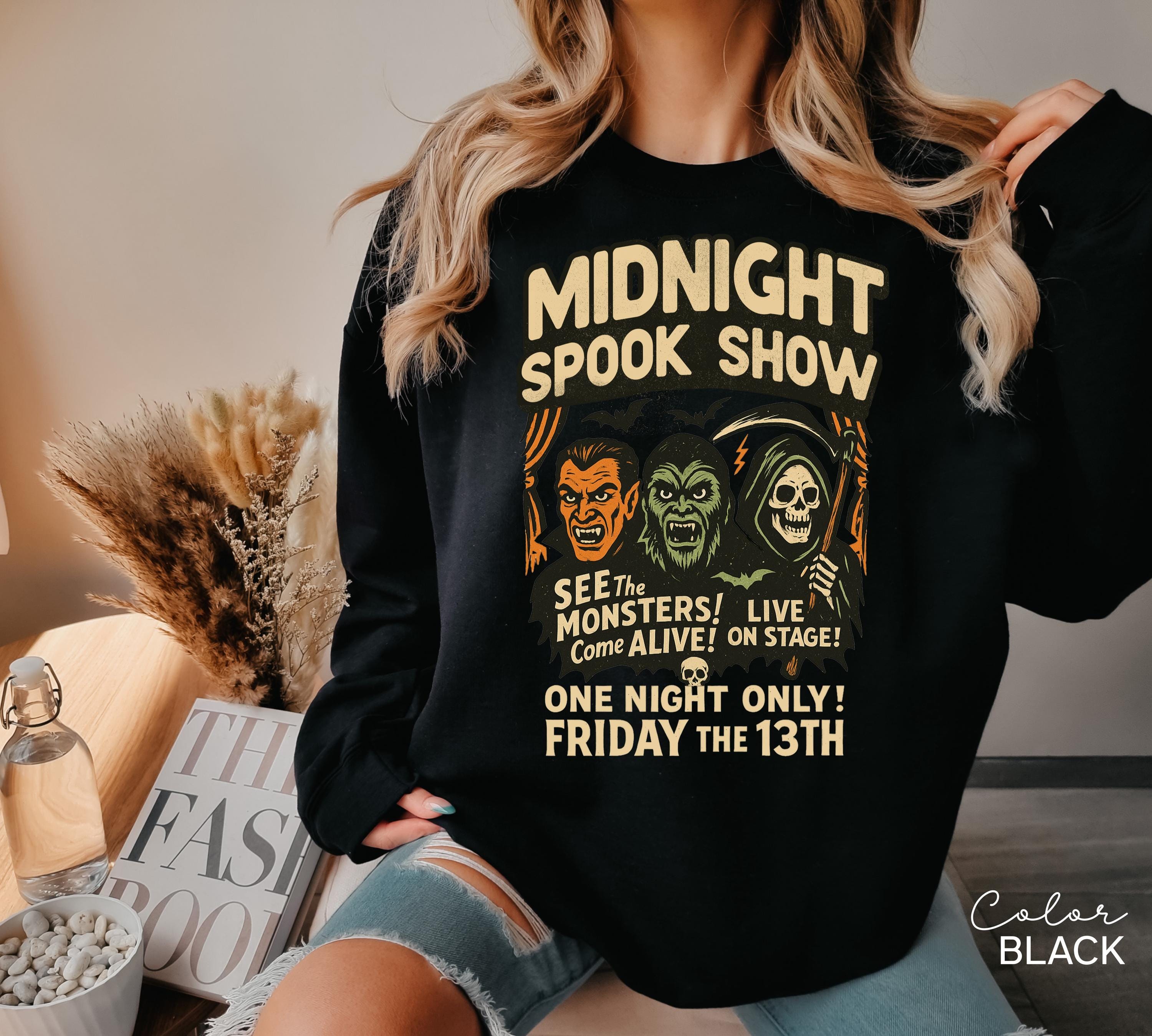 Halloween Spook Show Monster Sweatshirt, Retro Halloween Crewneck, Nostalgic Halloween, Trendy Halloween, Vintage Halloween, Monster Vampire
