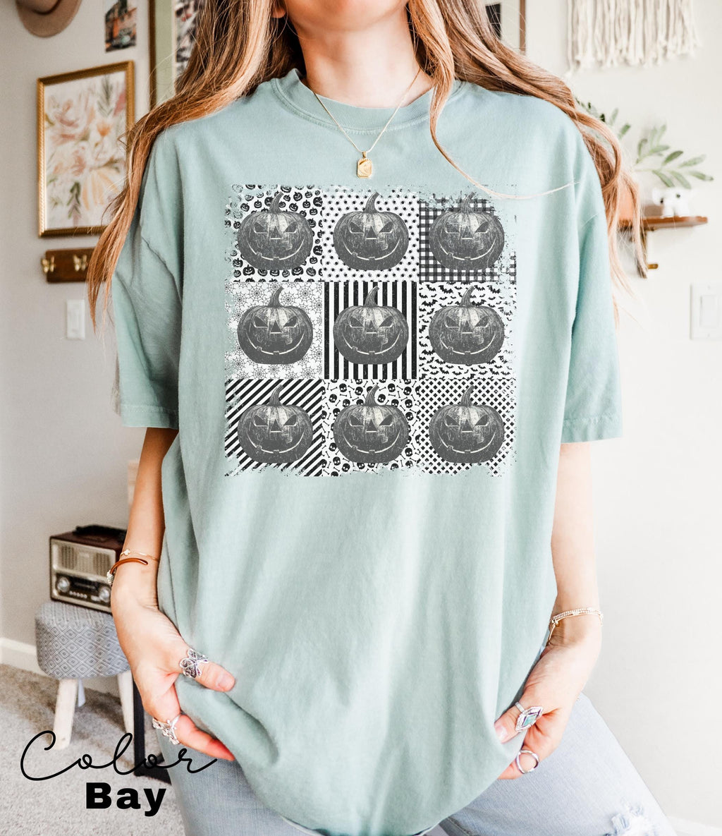 Halloween Collage Comfort Colors Shirt, Retro Halloween Tshirt, Vintage Oversized Halloween Aesthetic Tee, Women's Halloween Graphic Tee