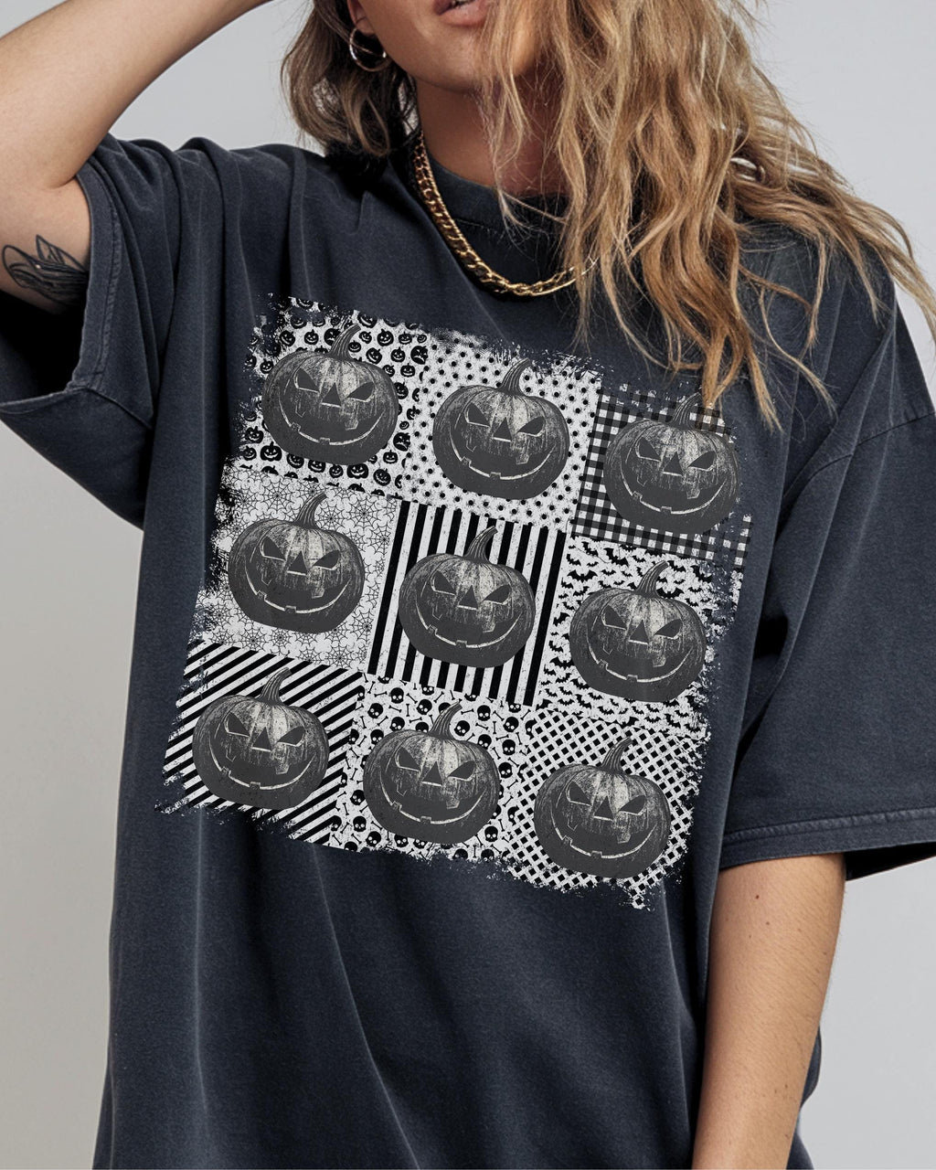 Halloween Collage Comfort Colors Shirt, Retro Halloween Tshirt, Vintage Oversized Halloween Aesthetic Tee, Women's Halloween Graphic Tee