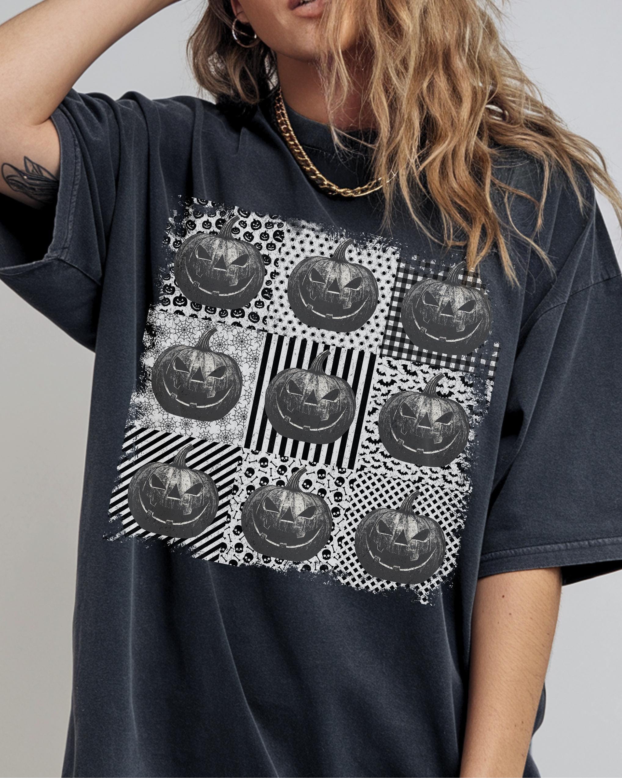 Halloween Collage Comfort Colors Shirt, Retro Halloween Tshirt, Vintage Oversized Halloween Aesthetic Tee, Women's Halloween Graphic Tee