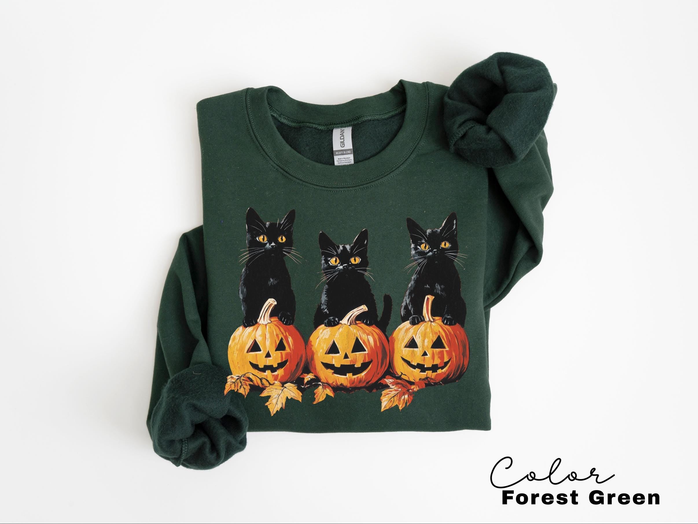 Spooky Cat Halloween Sweatshirt, Vintage 90s Halloween Cat, Retro Cat Crewneck, Pumpkin, Jack O Lantern Black Cat Halloween, Spooky Season