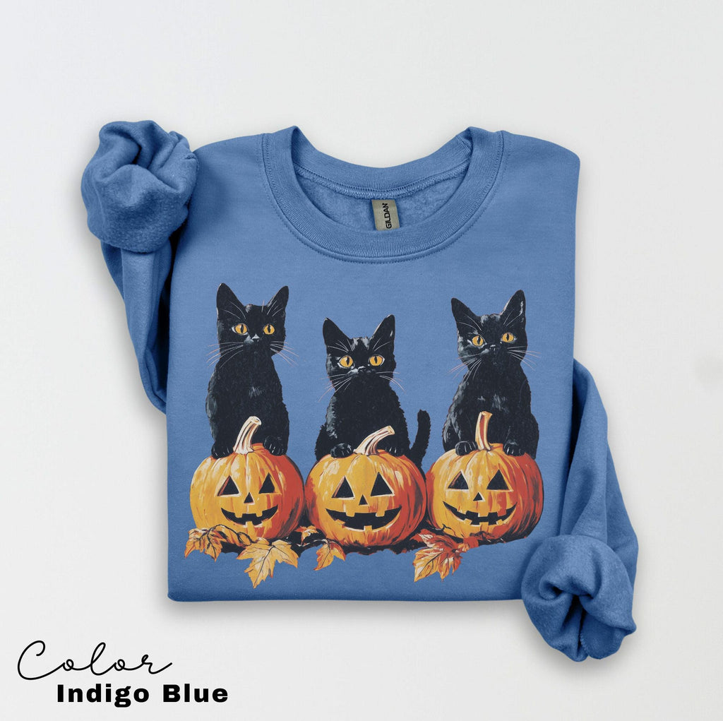 Spooky Cat Halloween Sweatshirt, Vintage 90s Halloween Cat, Retro Cat Crewneck, Pumpkin, Jack O Lantern Black Cat Halloween, Spooky Season