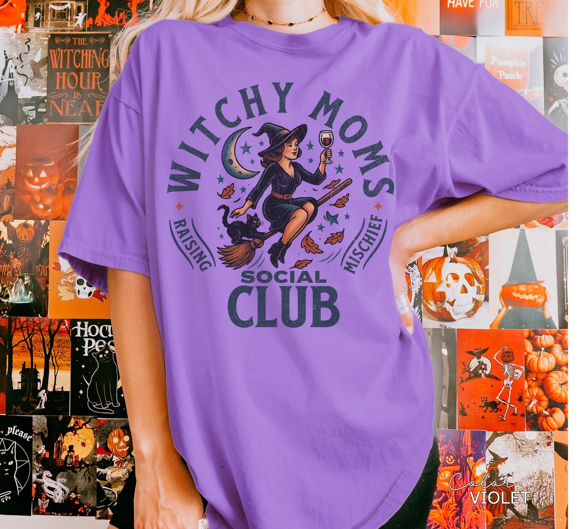 Witchy Halloween Mom Shirt, Retro Halloween Social Club, Mom Life, Spooky Season Shirt, Witch Shirt, Comfort Colors, Halloween Mom Gift