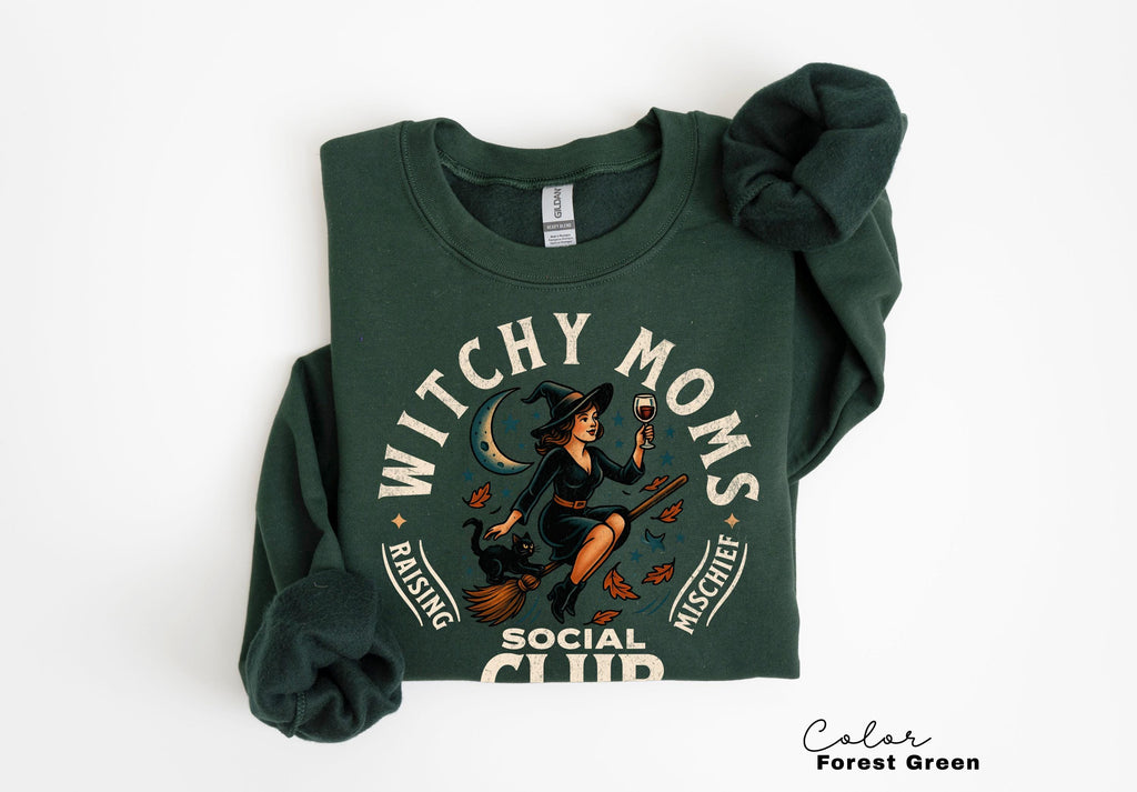 Witchy Halloween Mom Sweatshirt, Retro Halloween Social Club, Mom Life, Spooky Season Crewneck, Mom Wife Sister Gift, Halloween Party