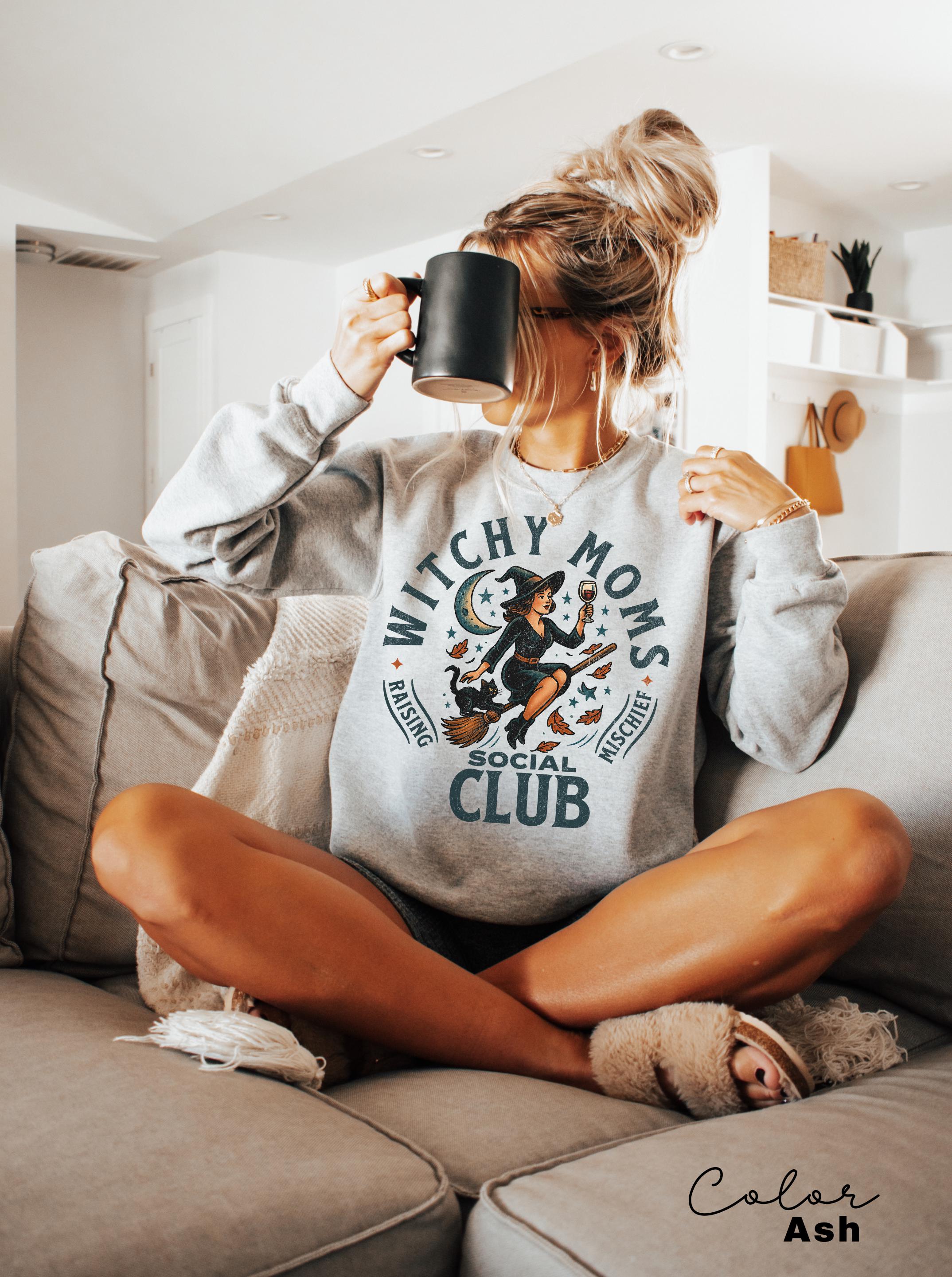 Witchy Halloween Mom Sweatshirt, Retro Halloween Social Club, Mom Life, Spooky Season Crewneck, Mom Wife Sister Gift, Halloween Party