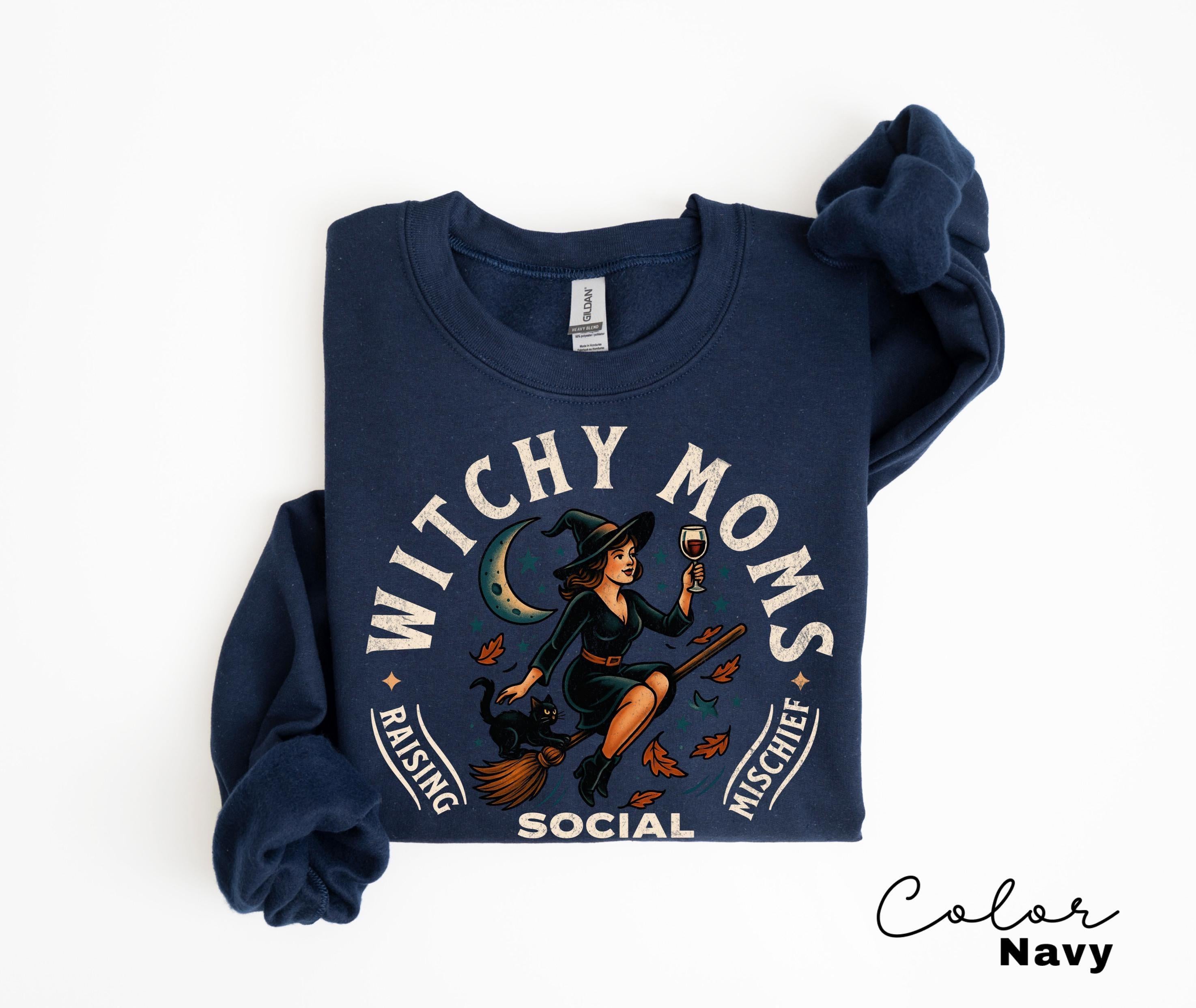 Witchy Halloween Mom Sweatshirt, Retro Halloween Social Club, Mom Life, Spooky Season Crewneck, Mom Wife Sister Gift, Halloween Party