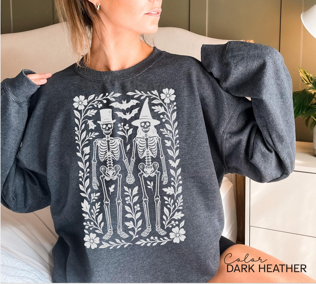 Skeleton 90s Vintage Style Sweatshirt, Retro Halloween Pullover, Skeleton Halloween Crewneck, Boho Cottagecore Halloween, Spooky Season