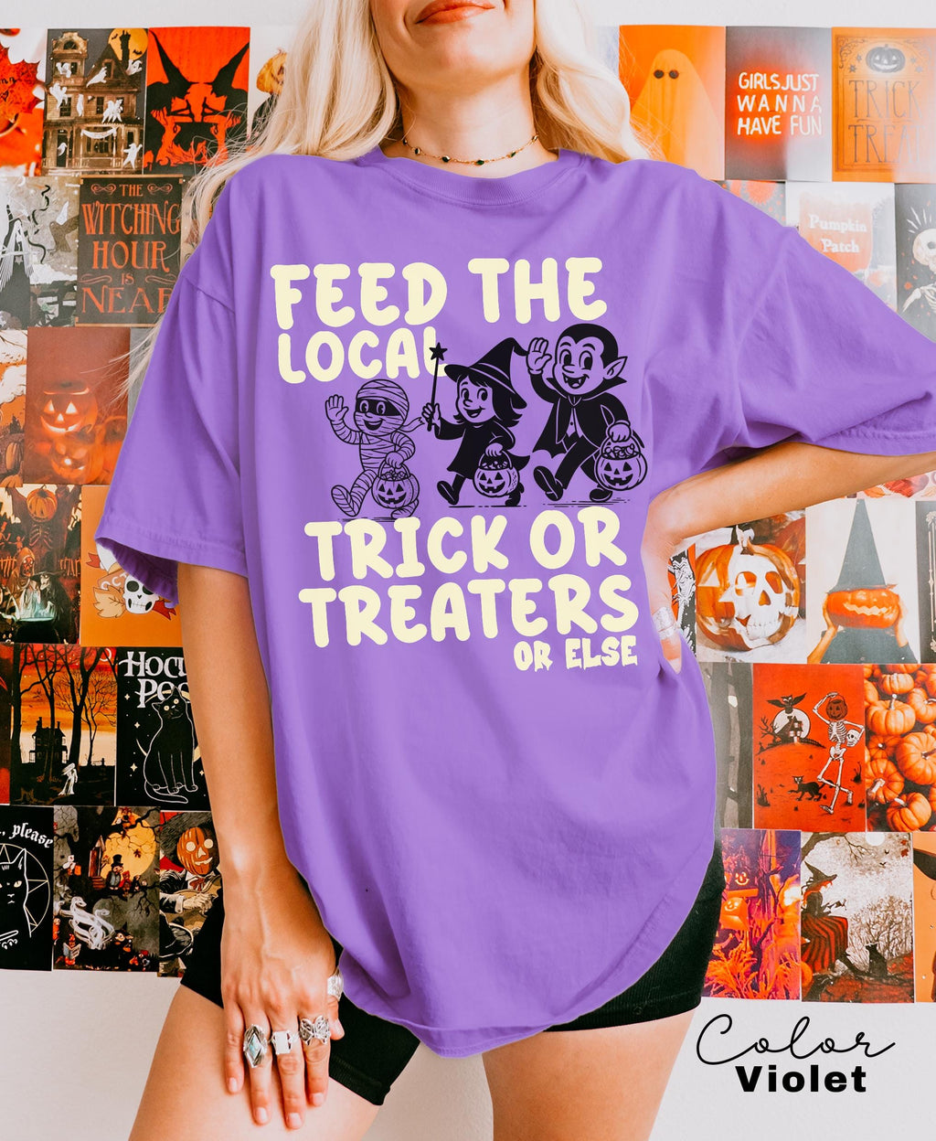 Retro Halloween Shirt, Feed the Local Trick or Treaters, Retro 90s Tee, Women's Halloween Shirt, Spooky Season Halloween Party,