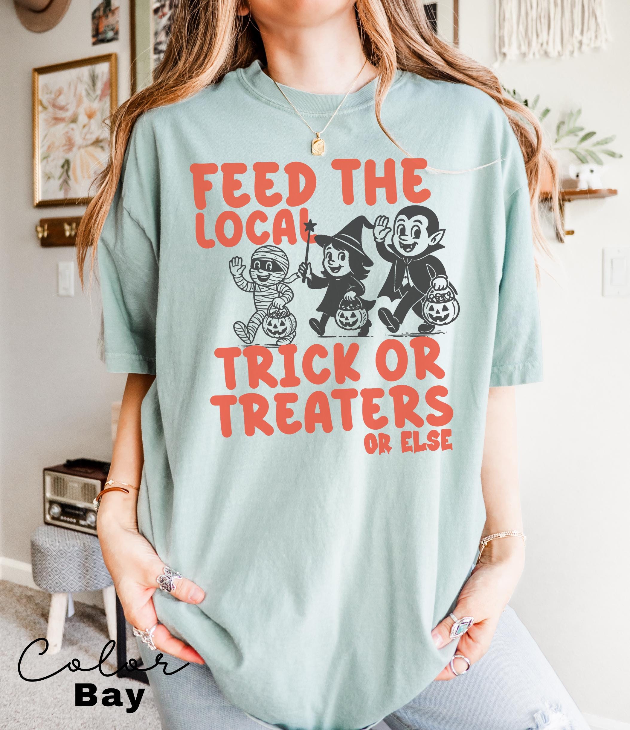Retro Halloween Shirt, Feed the Local Trick or Treaters, Retro 90s Tee, Women's Halloween Shirt, Spooky Season Halloween Party,