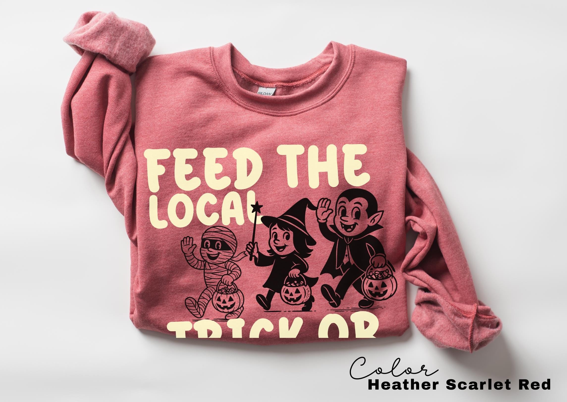 Retro Halloween Sweatshirt, Feed the Local Trick or Treaters, Spooky Pullover, Women's Halloween, Fall Spooky Cat, Halloween Sweatshirt