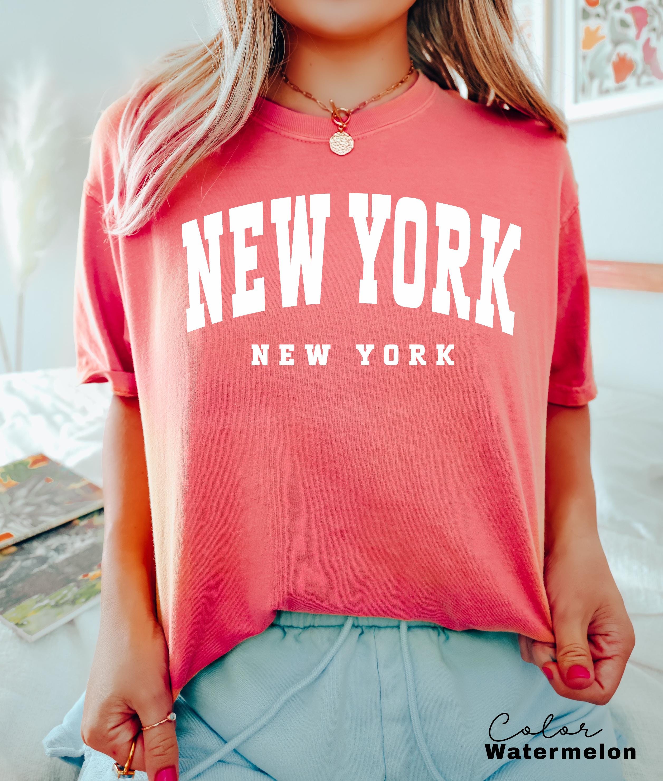 New York Shirt, NYC Shirt, Comfort Colors, Vintage Varsity Aesthetic, Trendy Travel Destination Gift, New York Tshirt, NYC, Preppy Trendy,