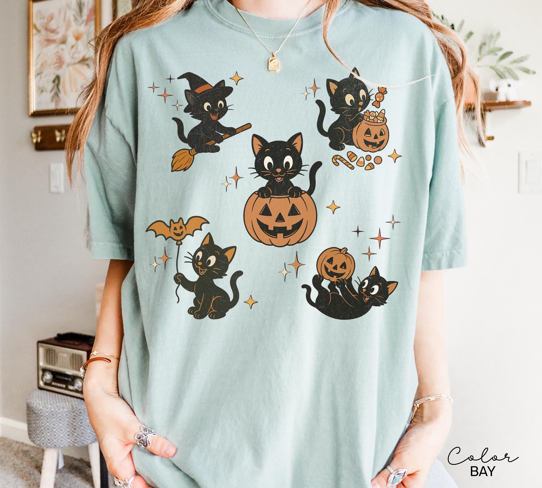 Retro 90s Cat Halloween Shirt, Retro Halloween Shirt, Spooky Season Tee, Pumpkin Shirt, Cat Lover Shirt, Black Cat Shirt, Spooky Season
