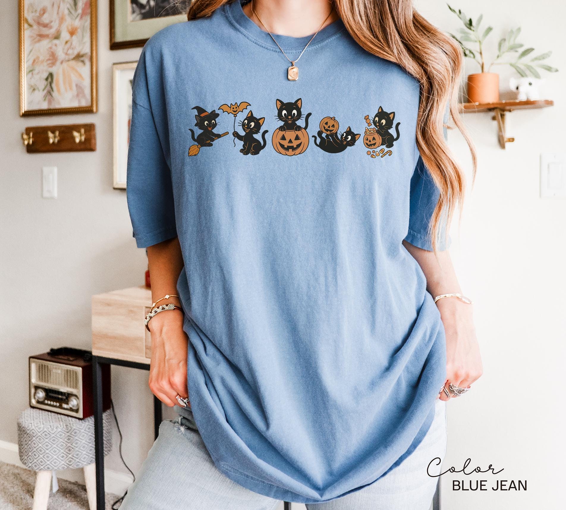 Retro 90s Cat Halloween Shirt, Retro Halloween Shirt, Spooky Season Tee, Pumpkin Shirt, Cat Lover Shirt, Black Cat Shirt, Spooky Season