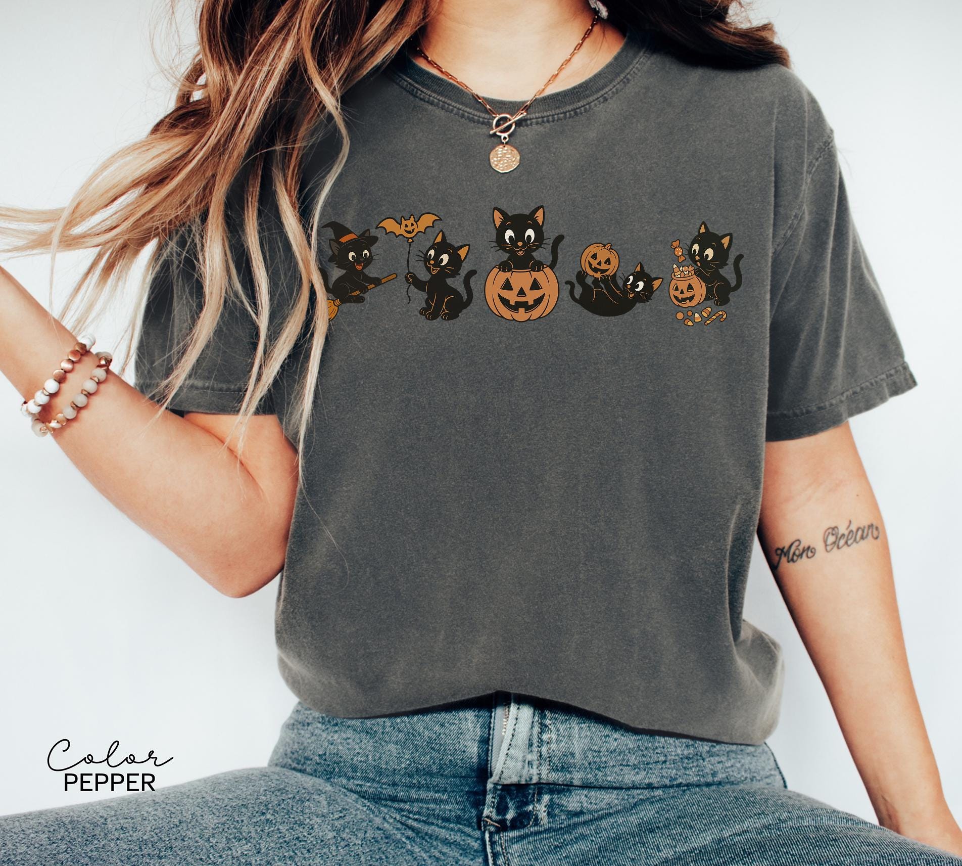 Retro 90s Cat Halloween Shirt, Retro Halloween Shirt, Spooky Season Tee, Pumpkin Shirt, Cat Lover Shirt, Black Cat Shirt, Spooky Season