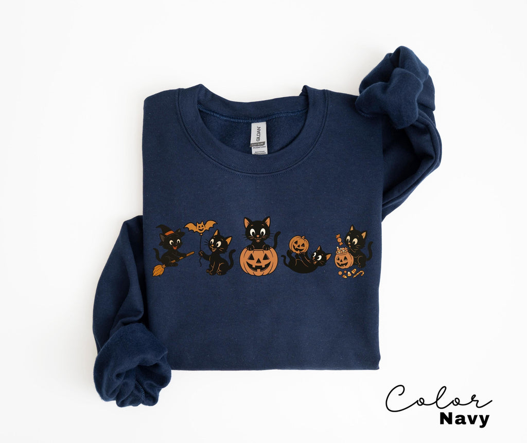 90s Cat Halloween Sweatshirt, Retro Halloween Sweatshirt, Spooky Season Crewneck, Pumpkin Shirt, Cat Lover Gift, Black Cat, Spooky Season