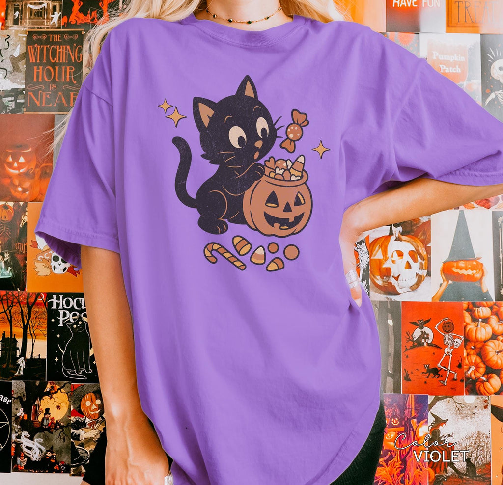 90s Halloween Cat Retro Shirt, Spooky Cat Halloween Shirt, Halloween Shirt, Black Cat Halloween Tee, Spooky Season Shirt, Pumpkin Shirt