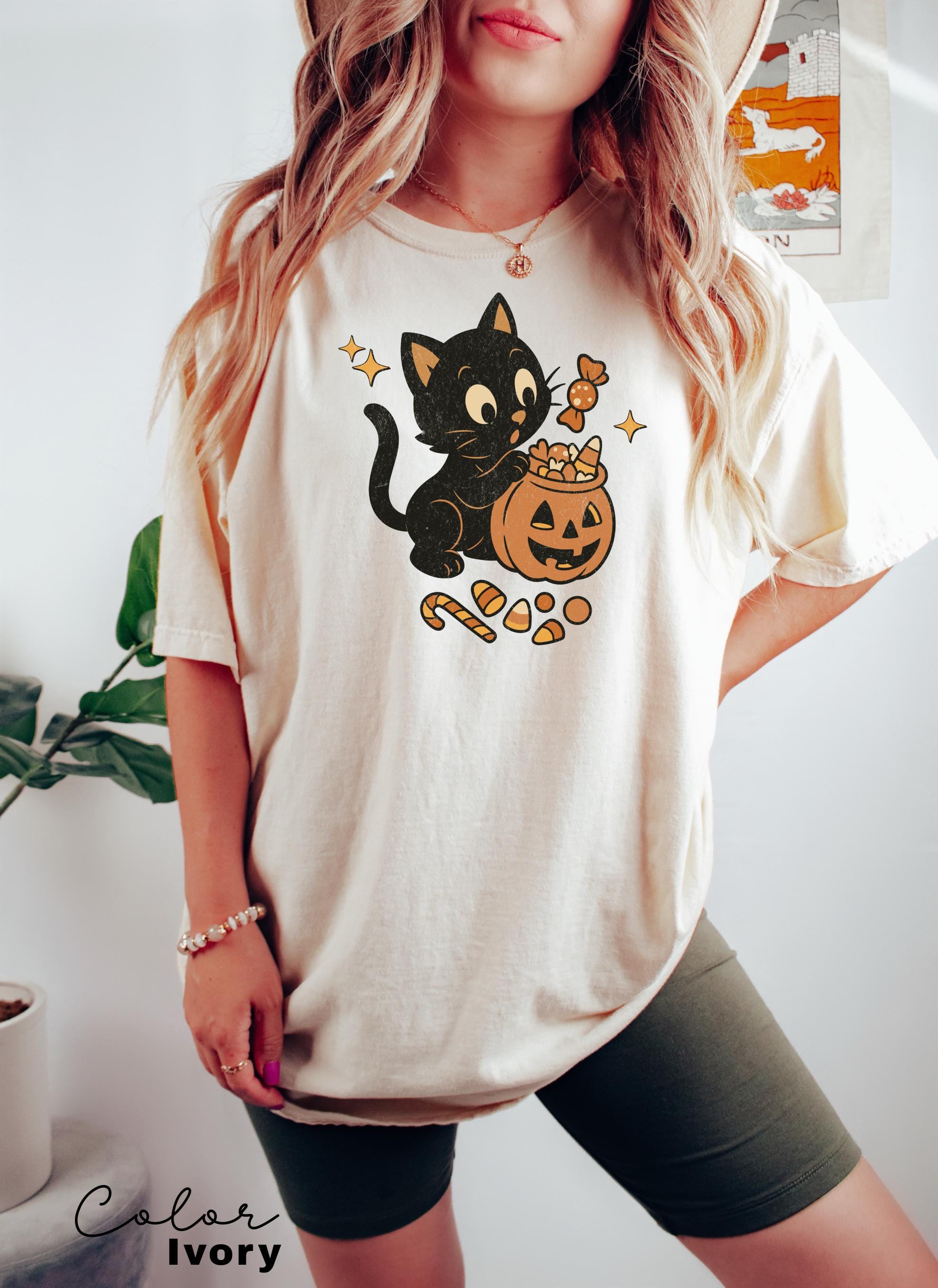 90s Halloween Cat Retro Shirt, Spooky Cat Halloween Shirt, Halloween Shirt, Black Cat Halloween Tee, Spooky Season Shirt, Pumpkin Shirt