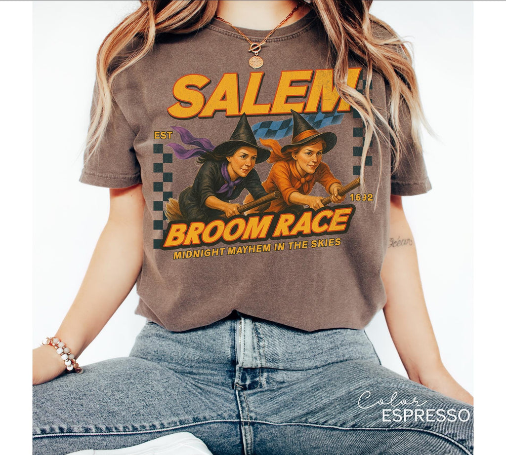 Retro Halloween Salem Witch Shirt, Salem Broom Race, Comfort Colors Halloween T Shirt, Salem Massachusetts, Funny Halloween, Halloween Party