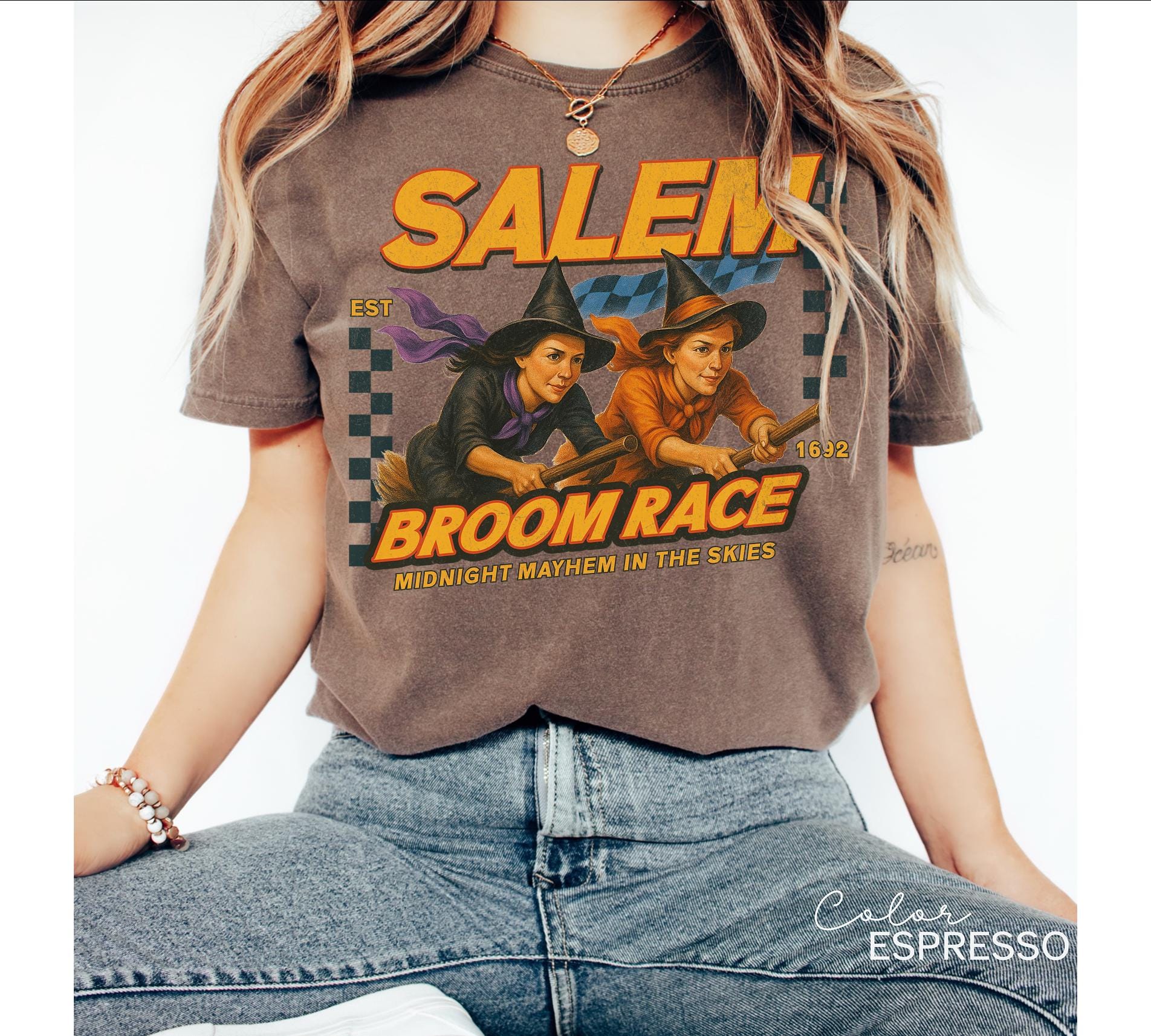 Retro Halloween Salem Witch Shirt, Salem Broom Race, Comfort Colors Halloween T Shirt, Salem Massachusetts, Funny Halloween, Halloween Party