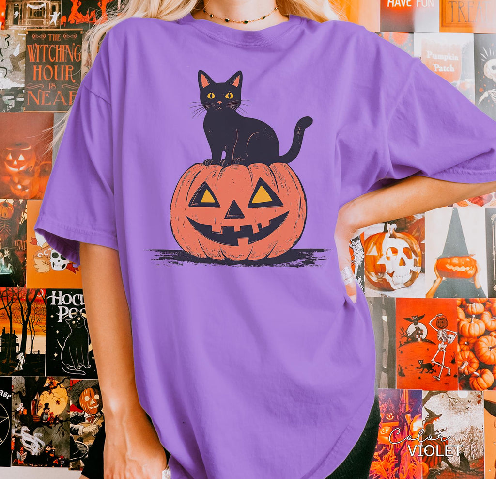 90s Halloween Cat Retro Shirt, Spooky Cat Halloween Shirt, Halloween Shirt, Black Cat Halloween Tee, Spooky Season Shirt, Pumpkin Shirt