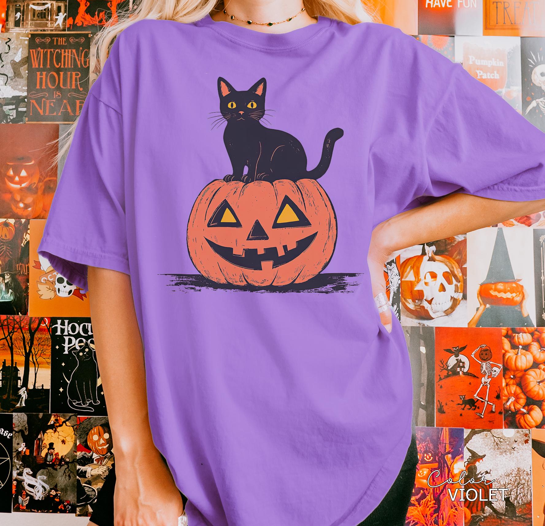 90s Halloween Cat Retro Shirt, Spooky Cat Halloween Shirt, Halloween Shirt, Black Cat Halloween Tee, Spooky Season Shirt, Pumpkin Shirt