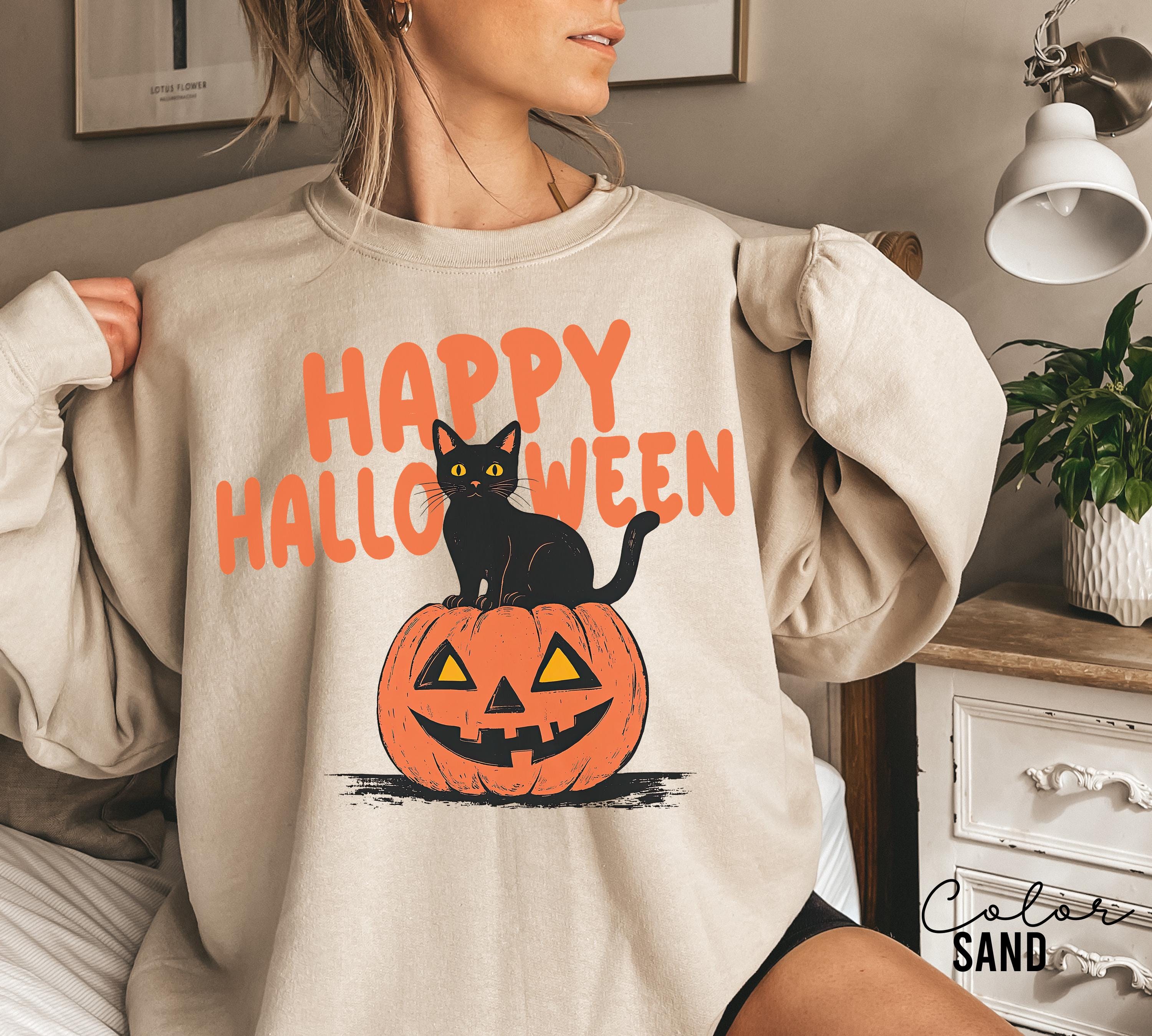 90s Halloween Cat Retro Shirt, Spooky Cat Halloween Shirt, Halloween Shirt, Black Cat Halloween Tee, Spooky Season Shirt, Pumpkin Shirt