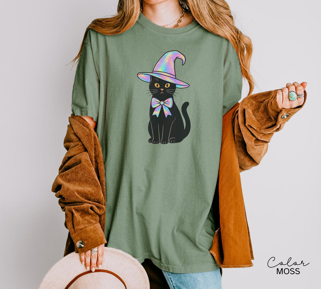 Halloween Black Cat Comfort Colors Shirt, Cute Cat Lover Halloween Tee, Spooky Season Cat, Halloween Cute Women Outfit, Halloween Gift