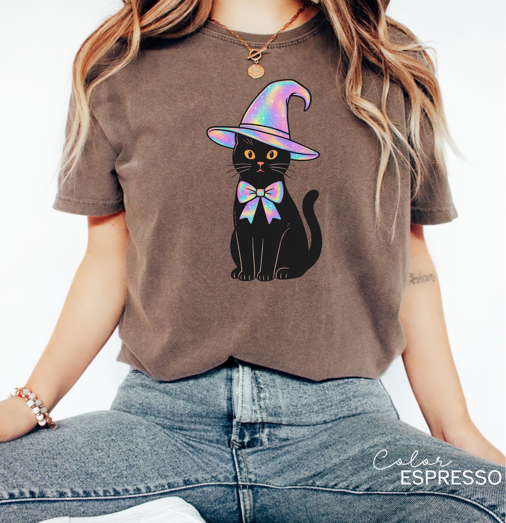 Halloween Black Cat Comfort Colors Shirt, Cute Cat Lover Halloween Tee, Spooky Season Cat, Halloween Cute Women Outfit, Halloween Gift