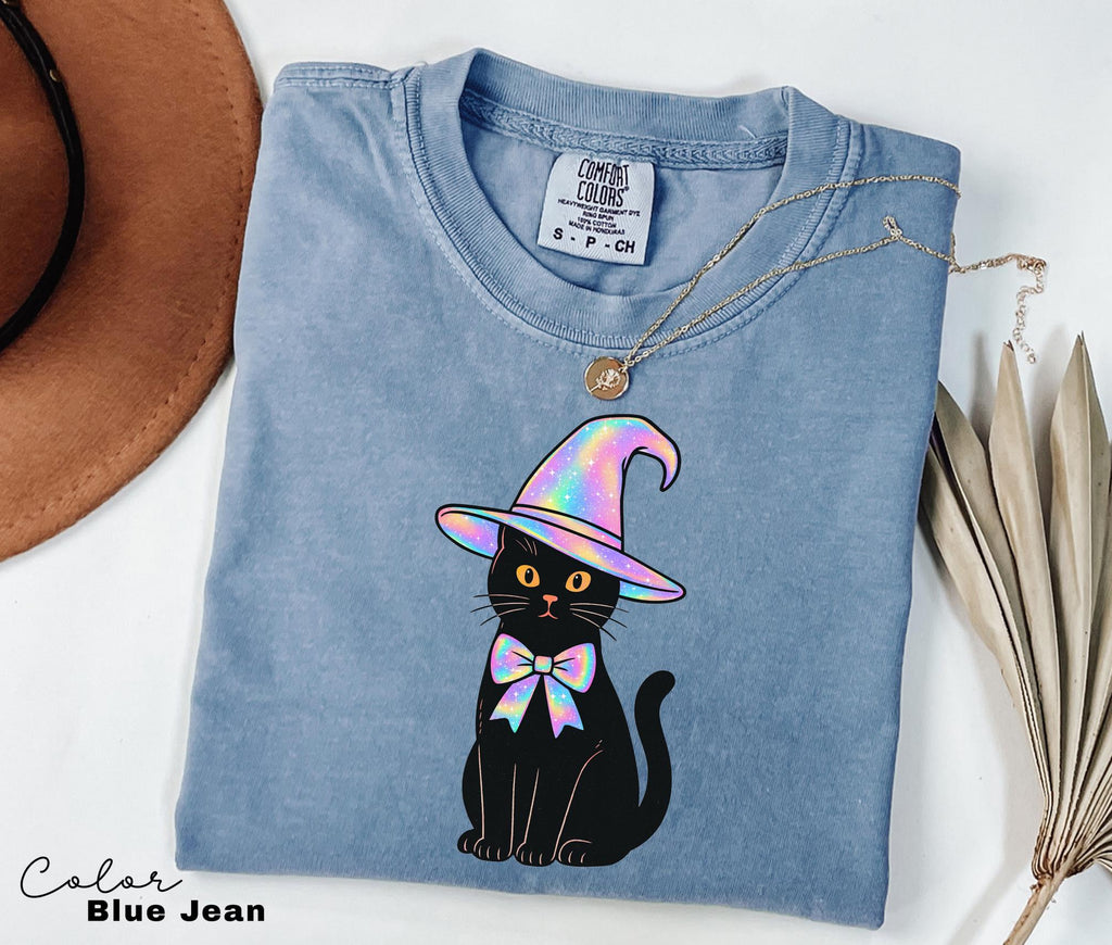 Halloween Black Cat Comfort Colors Shirt, Cute Cat Lover Halloween Tee, Spooky Season Cat, Halloween Cute Women Outfit, Halloween Gift