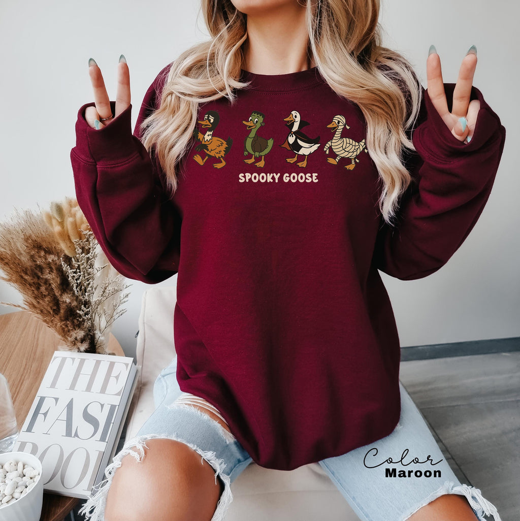 Halloween Goose Sweatshirt, Spooky Goose Sweatshirt, Funny Halloween, Silly Goose Shirt, Fall Crewneck, Silly Goose Sweatshirt